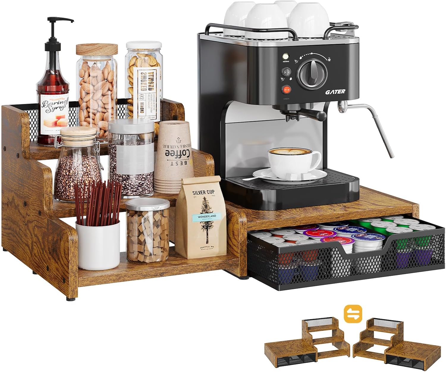Coffee Station Organizer with K-Cup Holder, 28 Pod Capacity