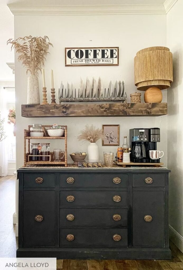 Well-organized coffee station adding charm to a home kitchen
