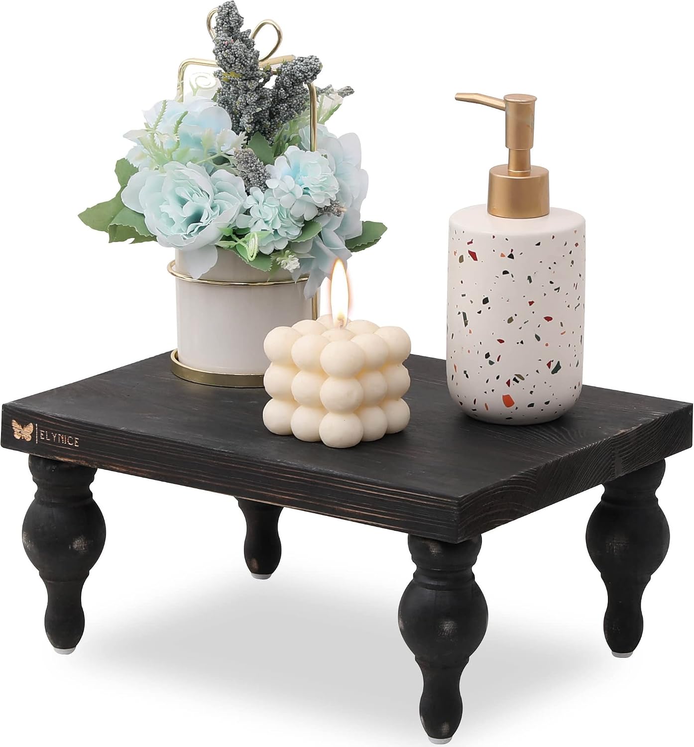 Decorative Wood Pedestal Riser for Display, 12 x 9 x 5.5 Inch