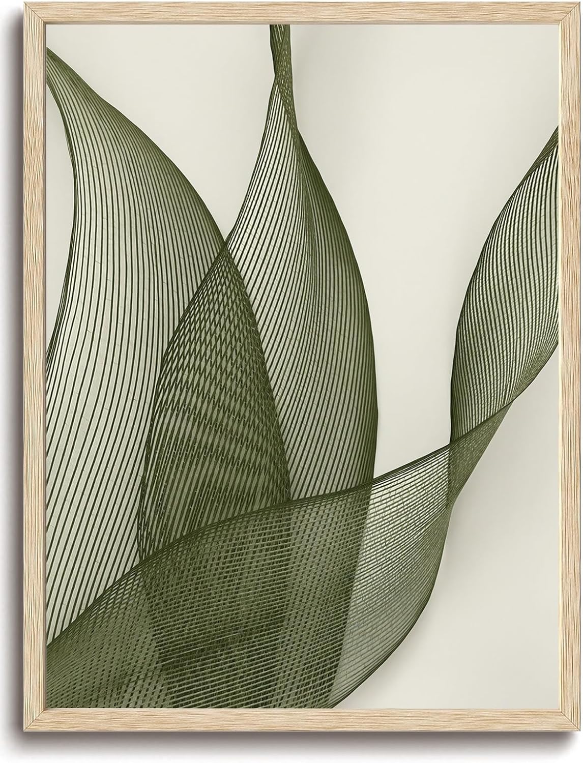 Framed Sage Green Botanical Leaf Canvas Wall Art