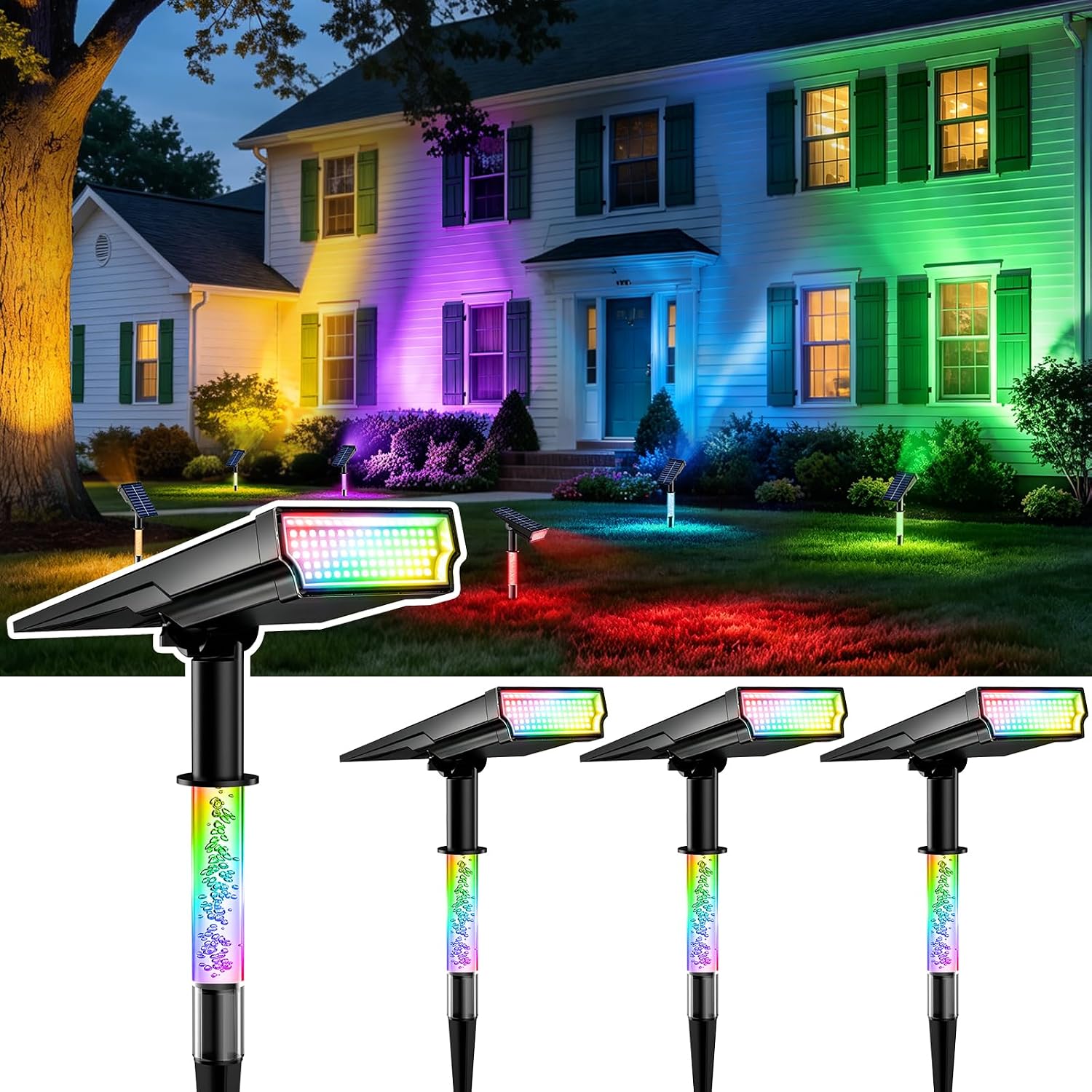 RGB Solar Landscape Spotlights, 4 Pack