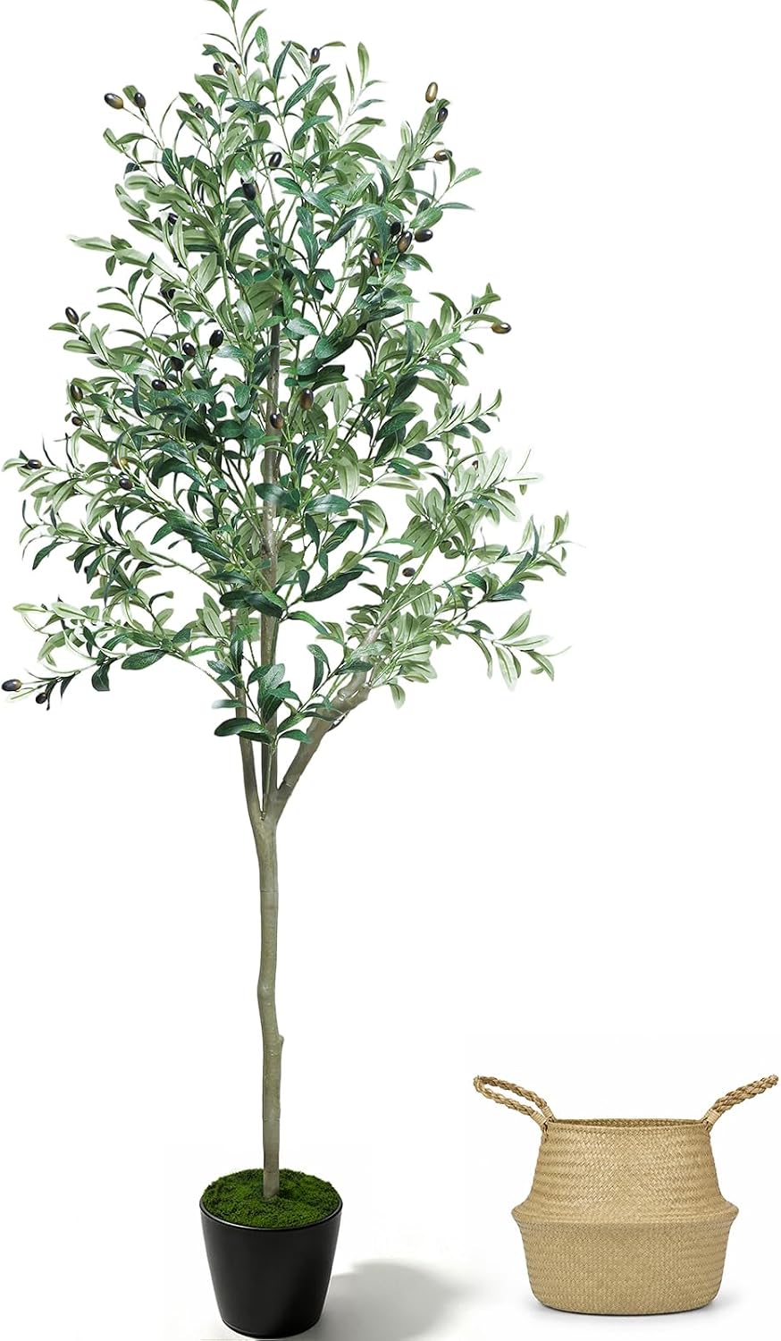 Olive Trees Artificial Indoor, 6FT Tall Faux Olive Tree with Planter