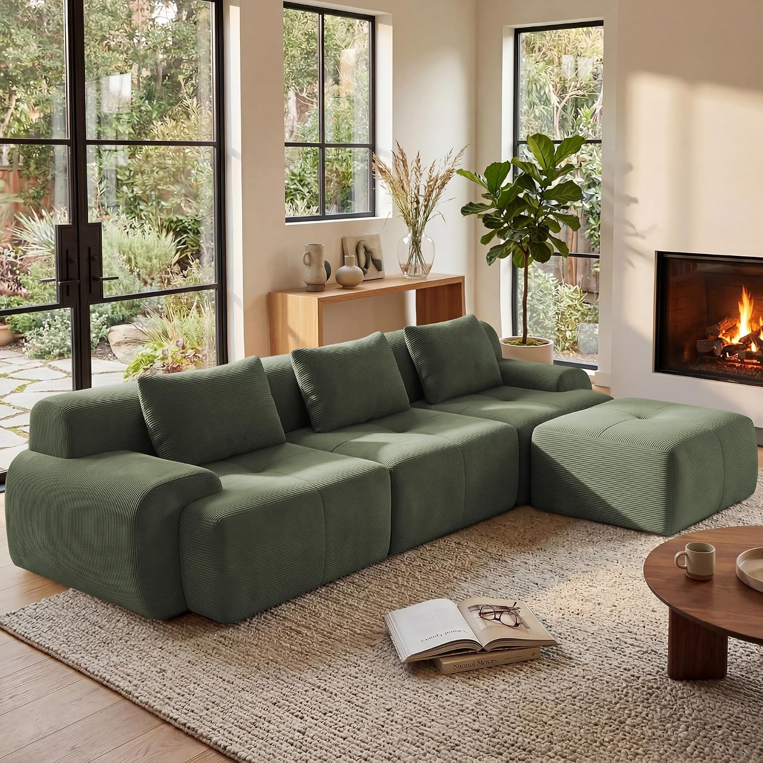 GRUSIGN 108 Inch Modular Boneless Sectional Sofa