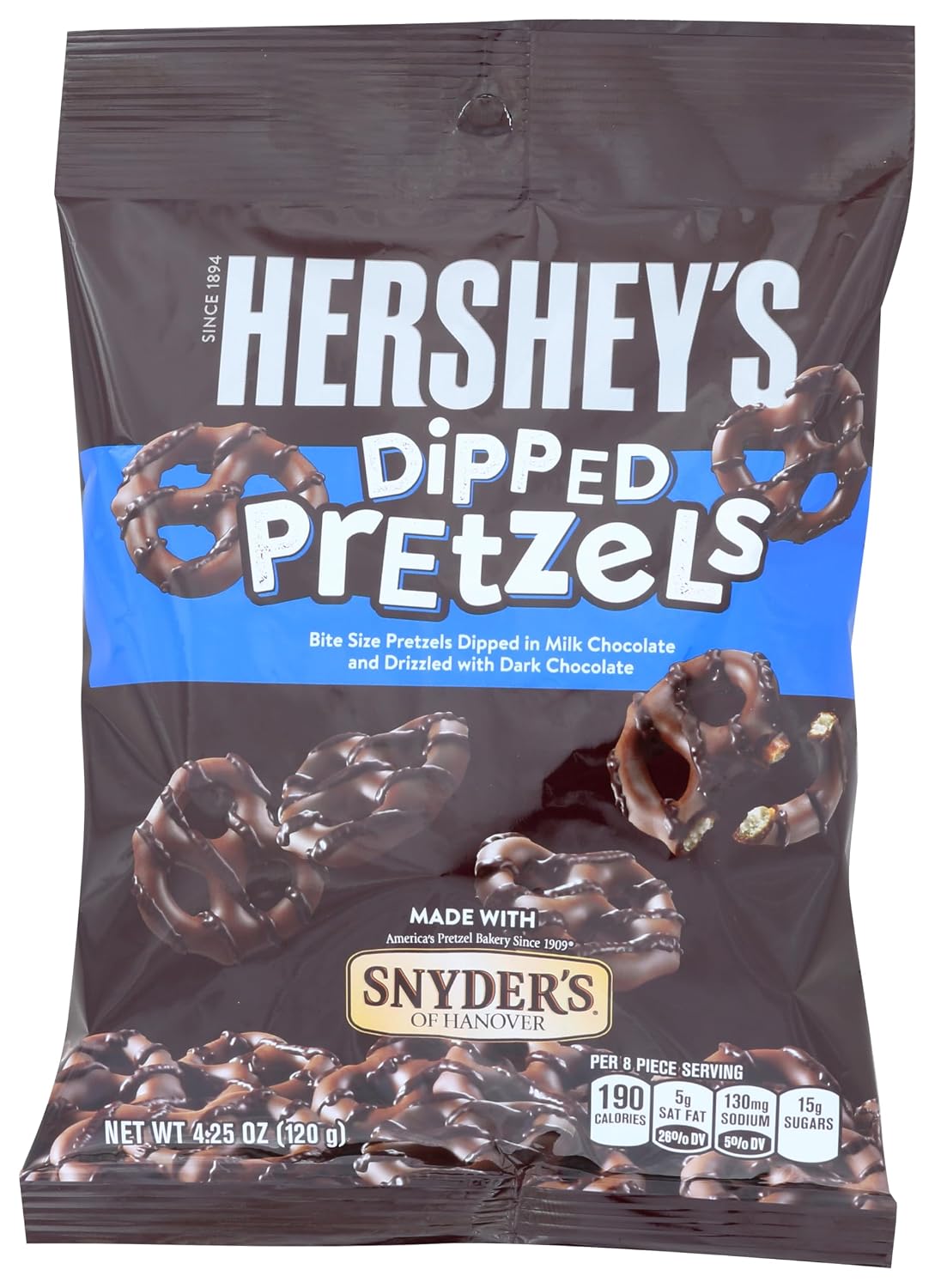 Hershey's Milk Chocolate Dipped Pretzels, 4.25 oz Peg Bag