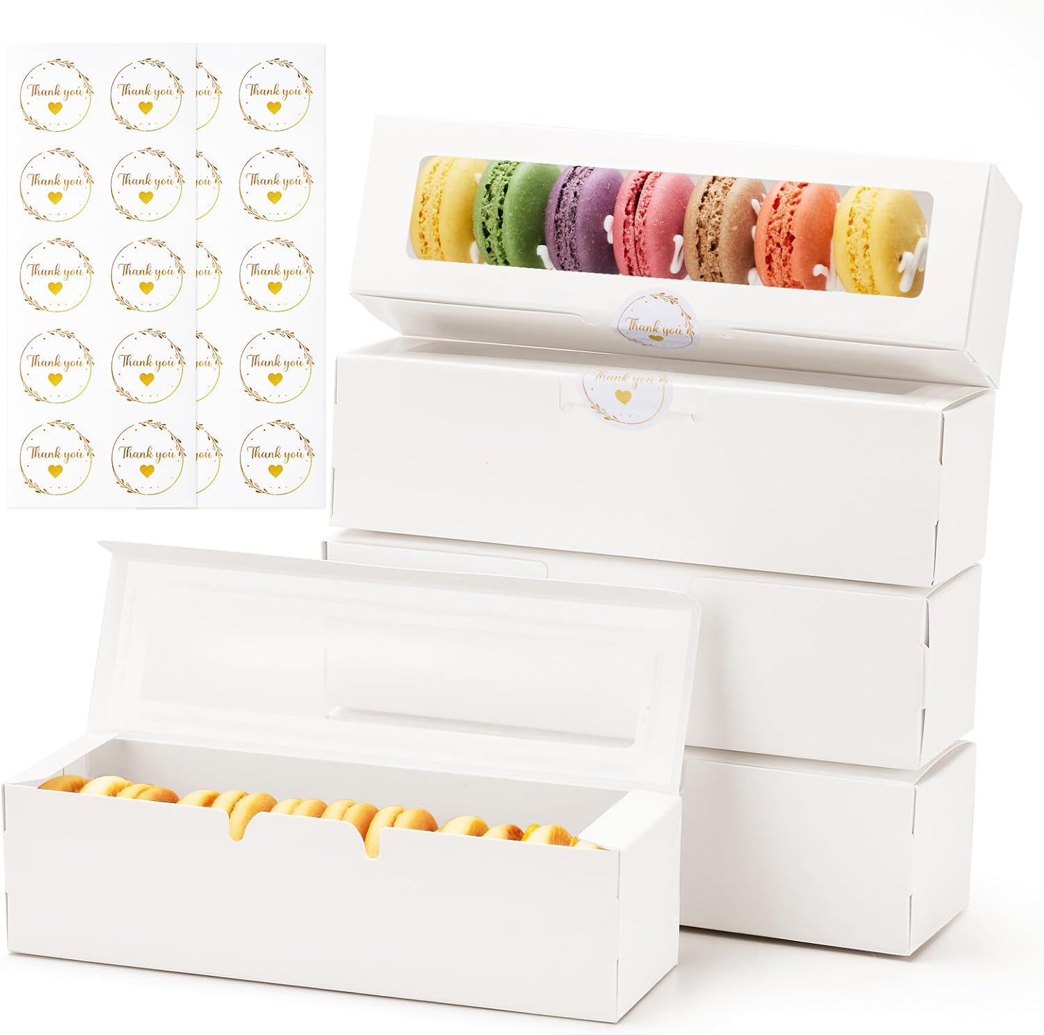 Macaron Boxes with Window, Pack of 20, Holds 6 to 8 Macarons