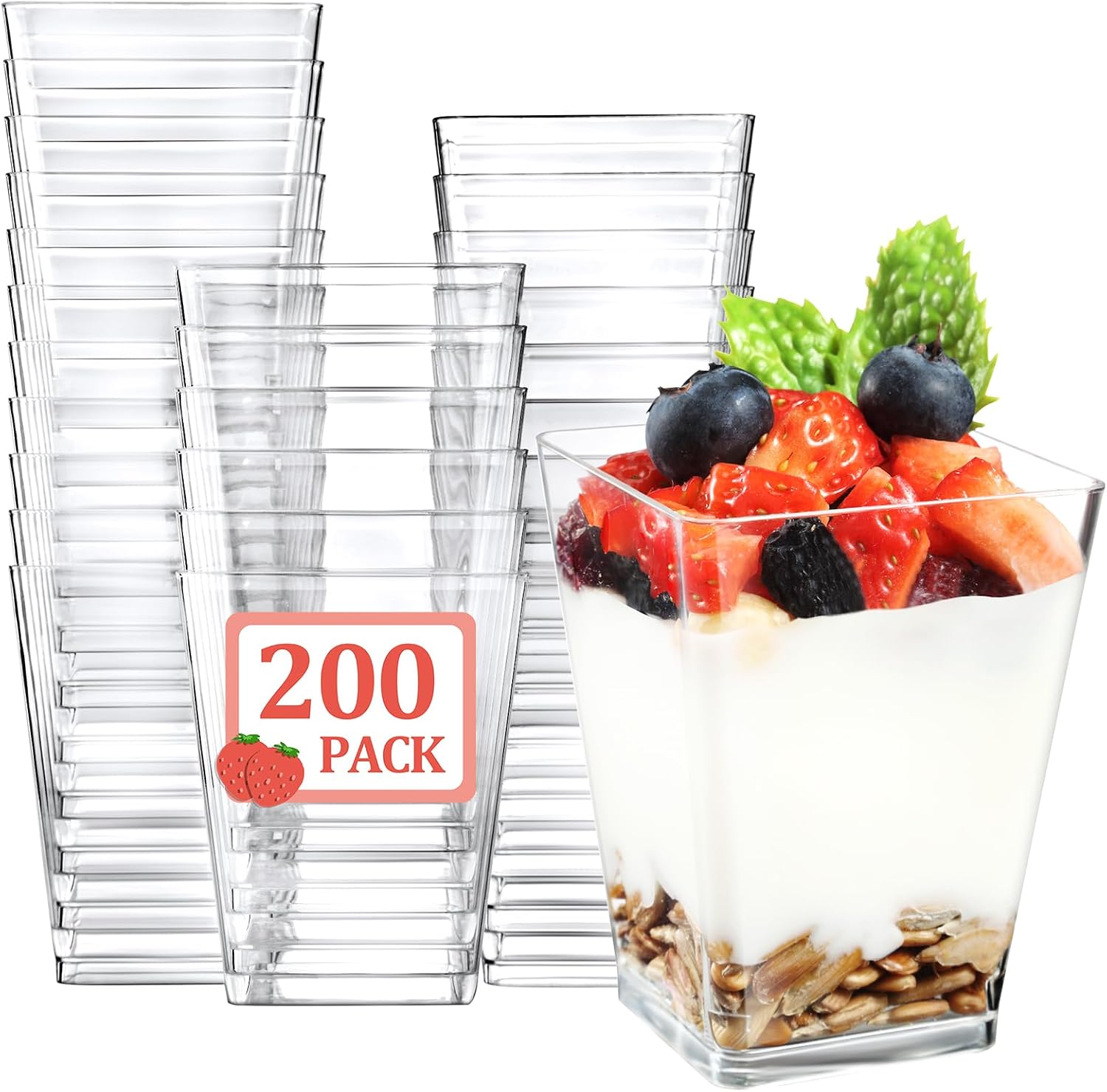 Eupako 200 Pack Clear Plastic Mini Dessert Cups, 5 oz