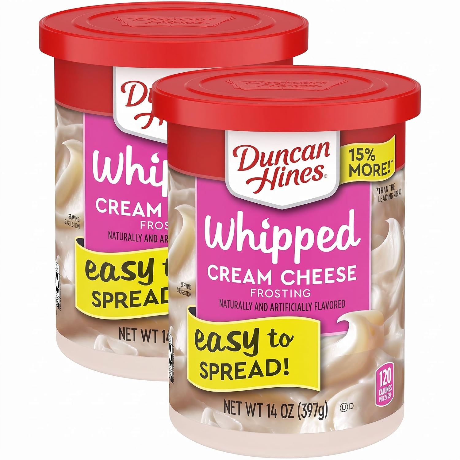 Duncan Hines Whipped Cream Cheese Flavored Frosting, 14 oz, Pack of 2