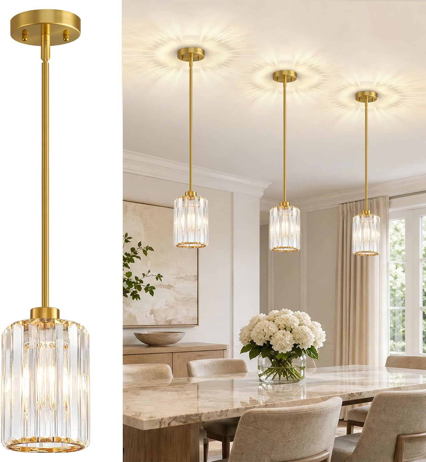 MQMQA Hanging Pendant Light Fixtures, 3 Pack