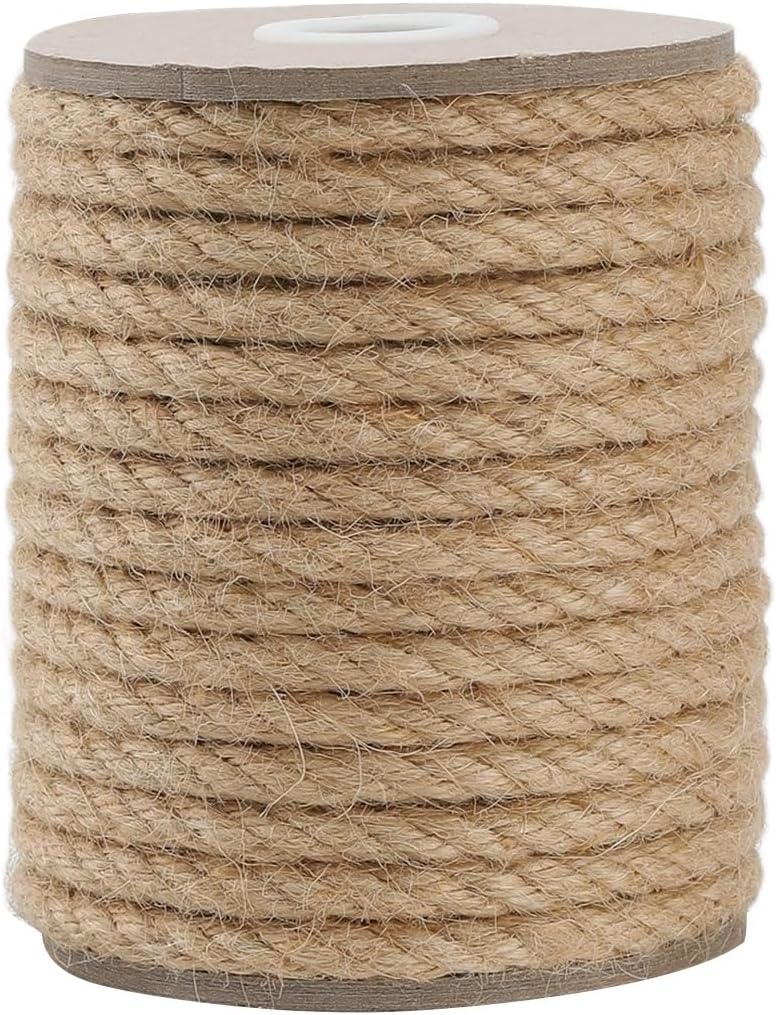 Heavy Duty Thick Jute Rope, 8 mm x 50 ft, for Crafts and Projects