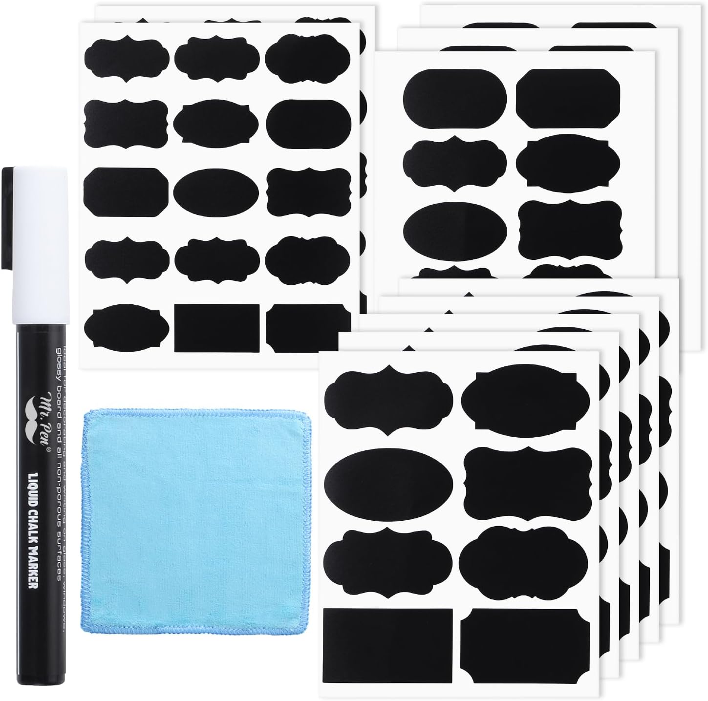 Mr. Pen Chalkboard Labels, 100 Pcs, Assorted Shapes