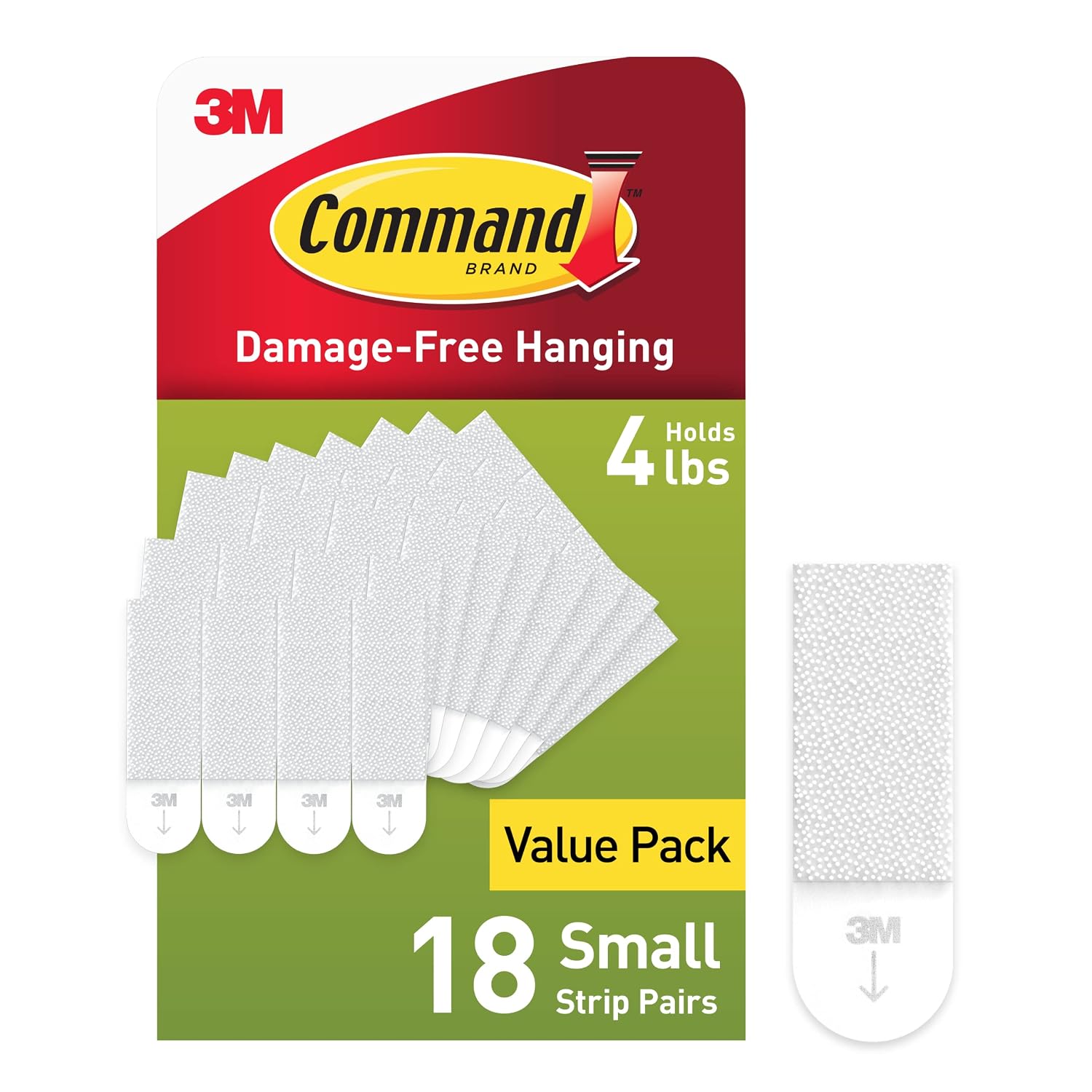 Command Small Picture Hanging Strips, 5 lb, 18 Pairs