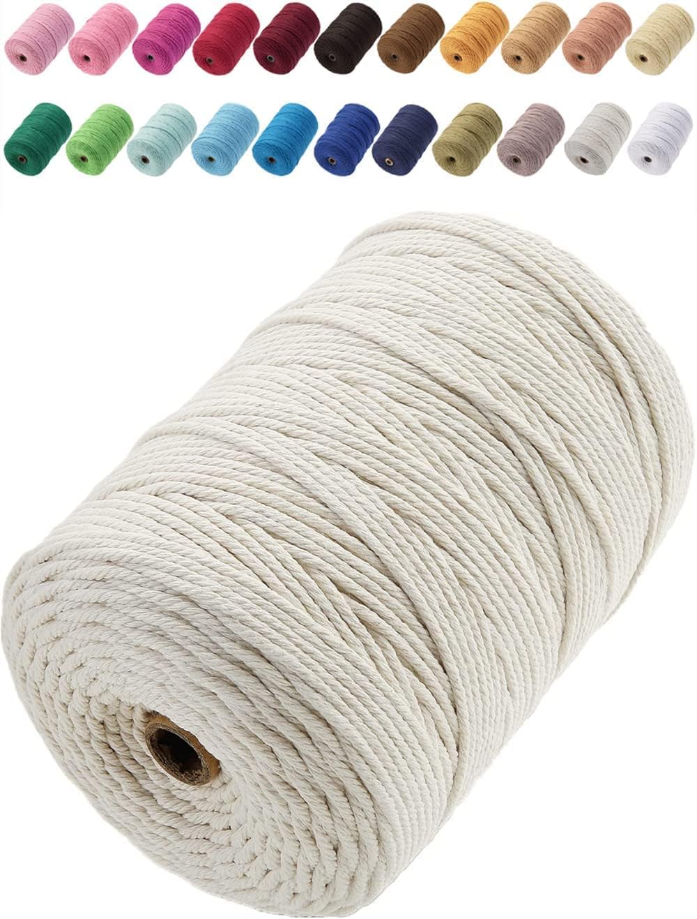 Cotton Macrame Cord, 3 mm, 328 Yards, Natural