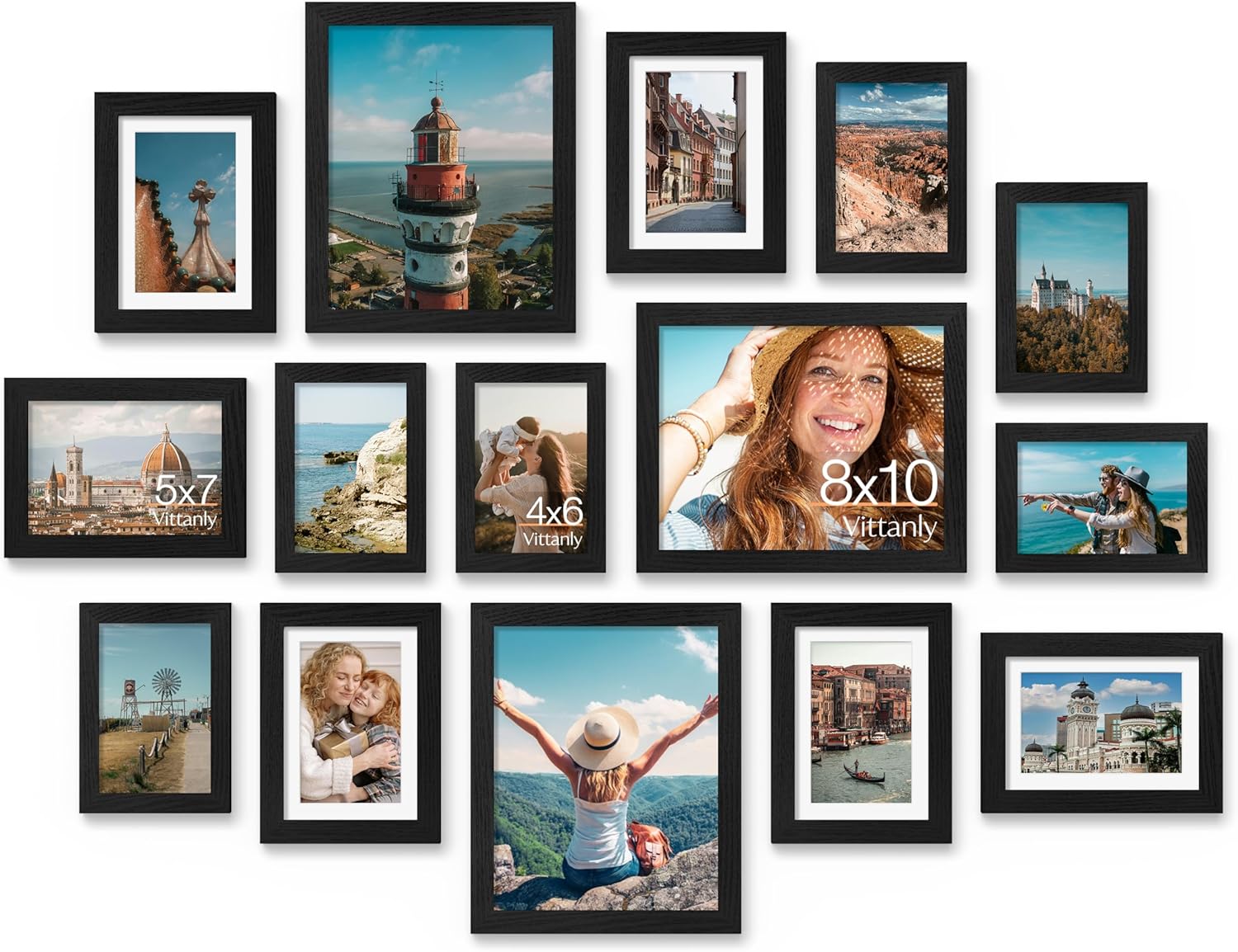 Vittanly 15 Pack Picture Frames Collage Wall Decor Set