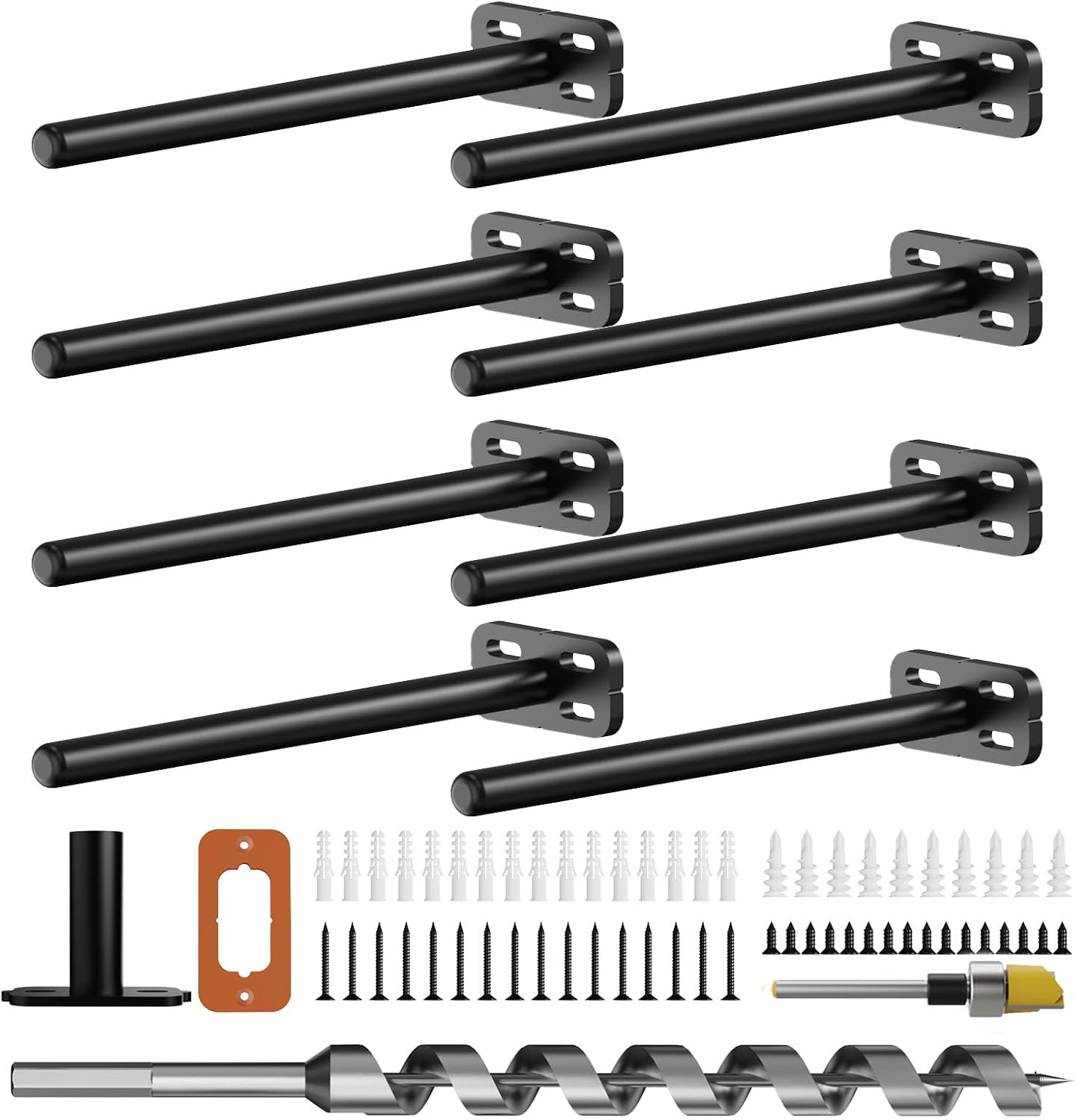 Heavy Duty Hidden Floating Shelf Brackets, 8 Pcs, Black