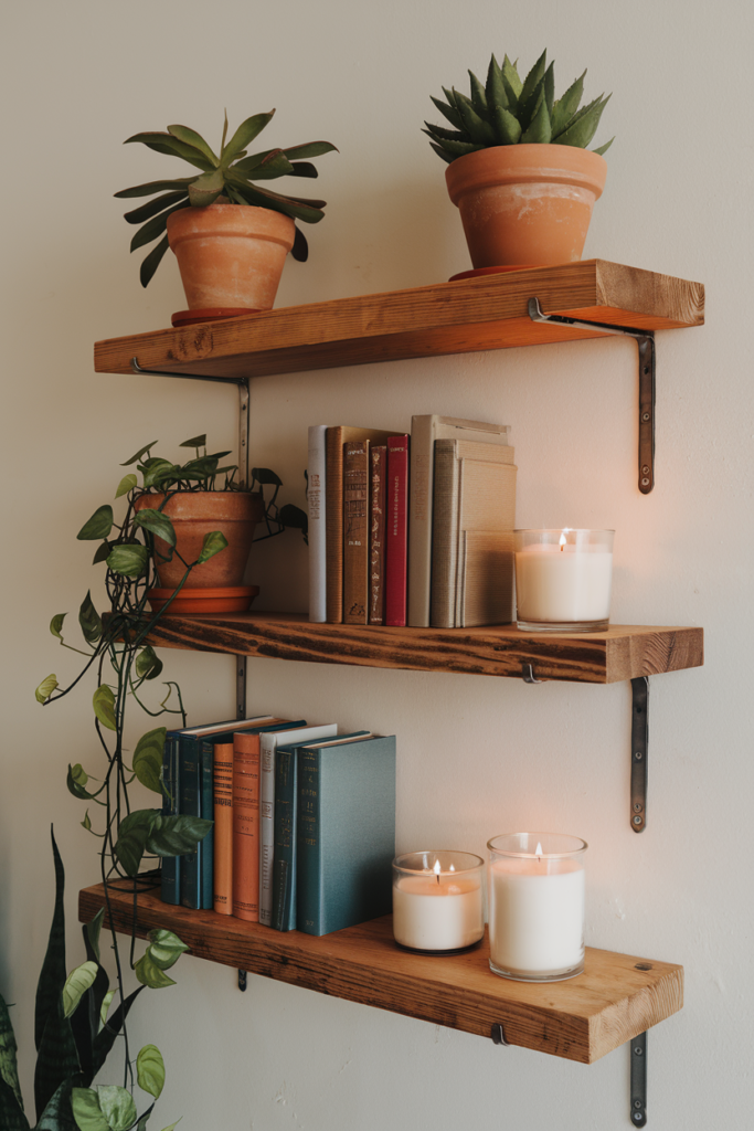 Floating shelves adding function and clutter control