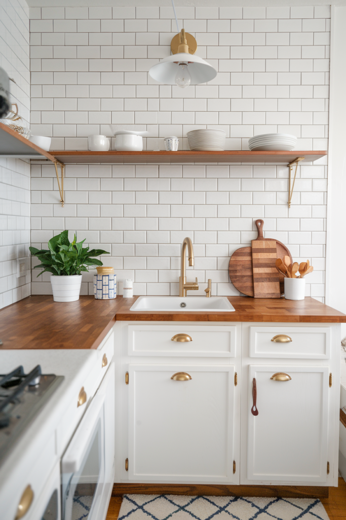 Peel-and-stick tile backsplash upgrading a kitchen space