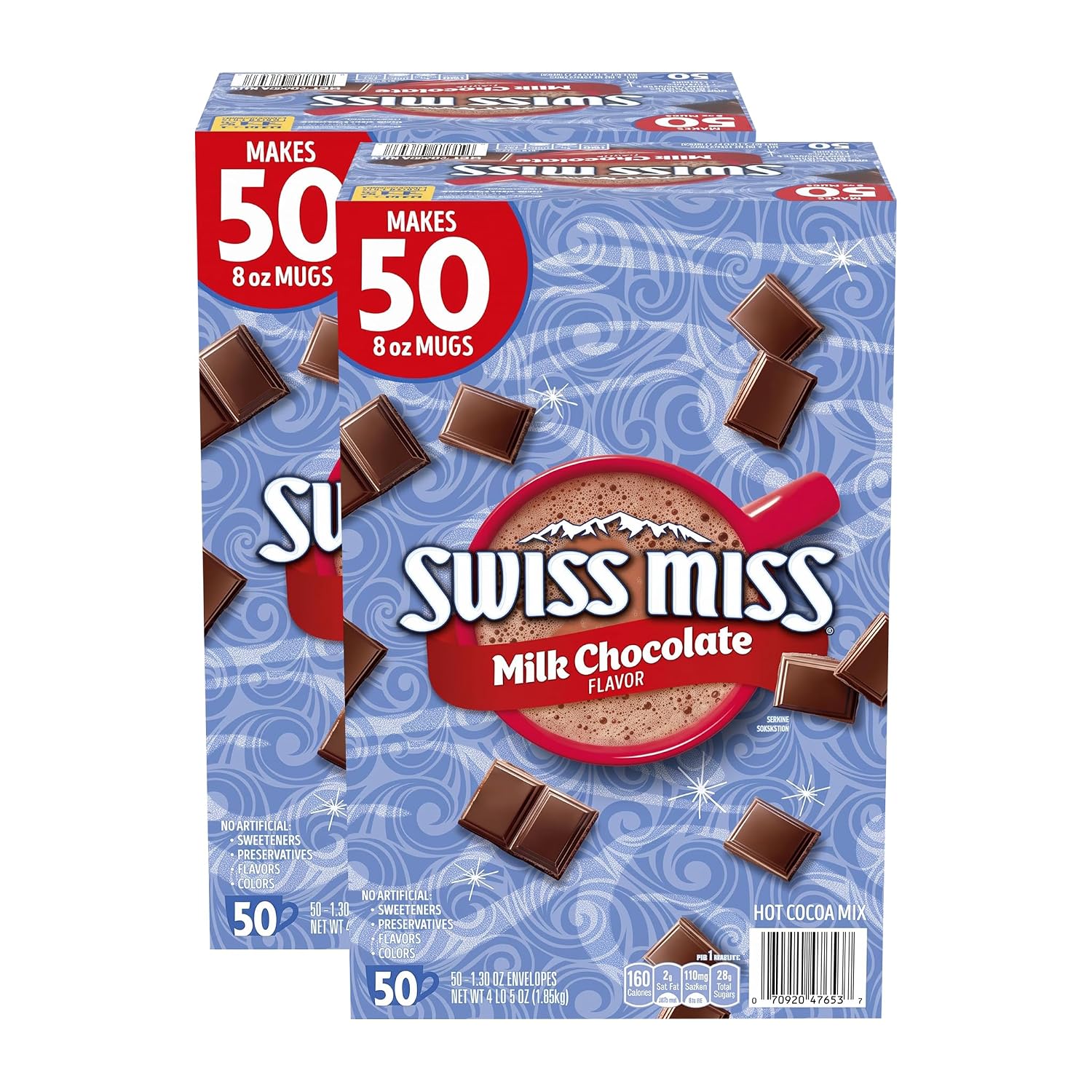 Swiss Miss Milk Chocolate Hot Cocoa Mix, 1.38 oz, 50 Count, Pack of 2