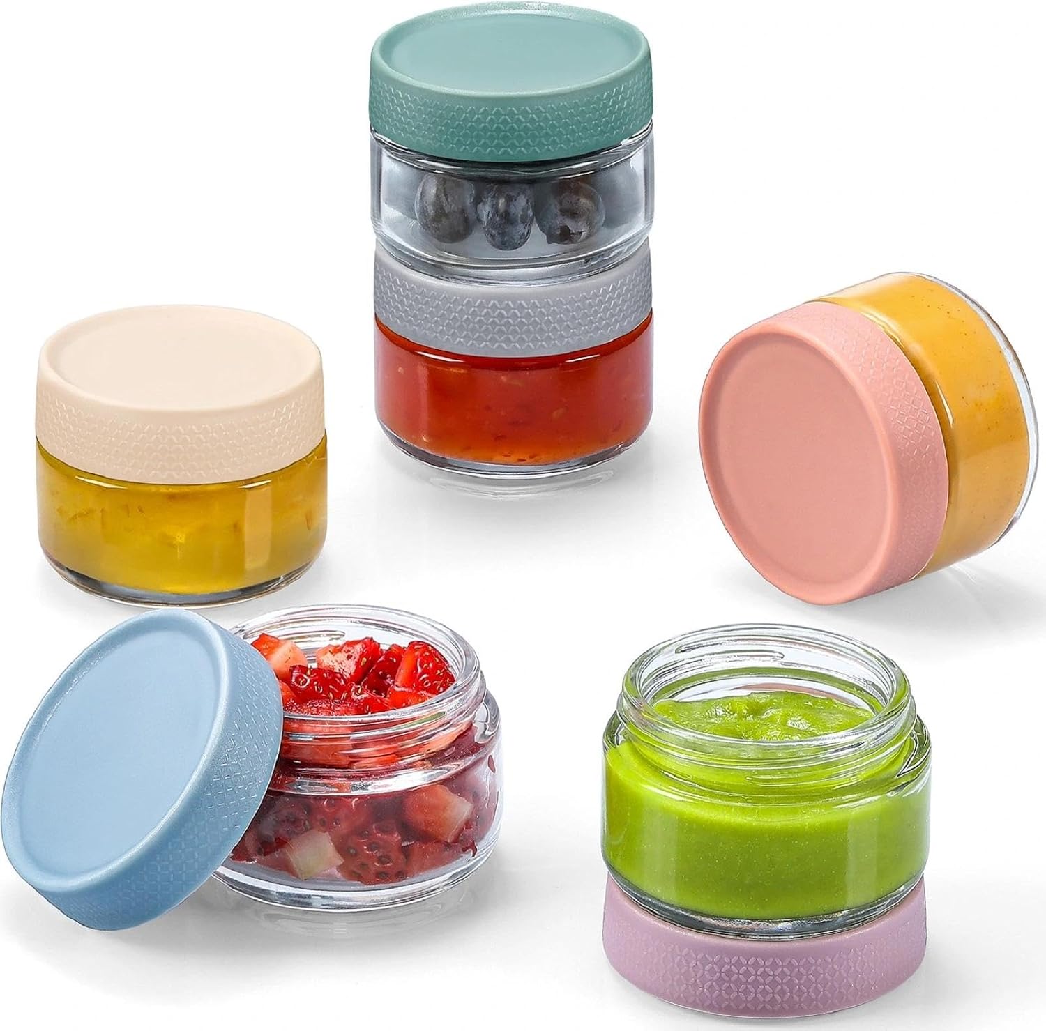 NETANY 2 oz Glass Sauce Containers with Lids, 6 Pack