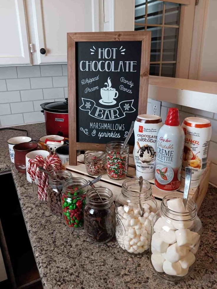 Step-by-step hot chocolate bar setup for guests