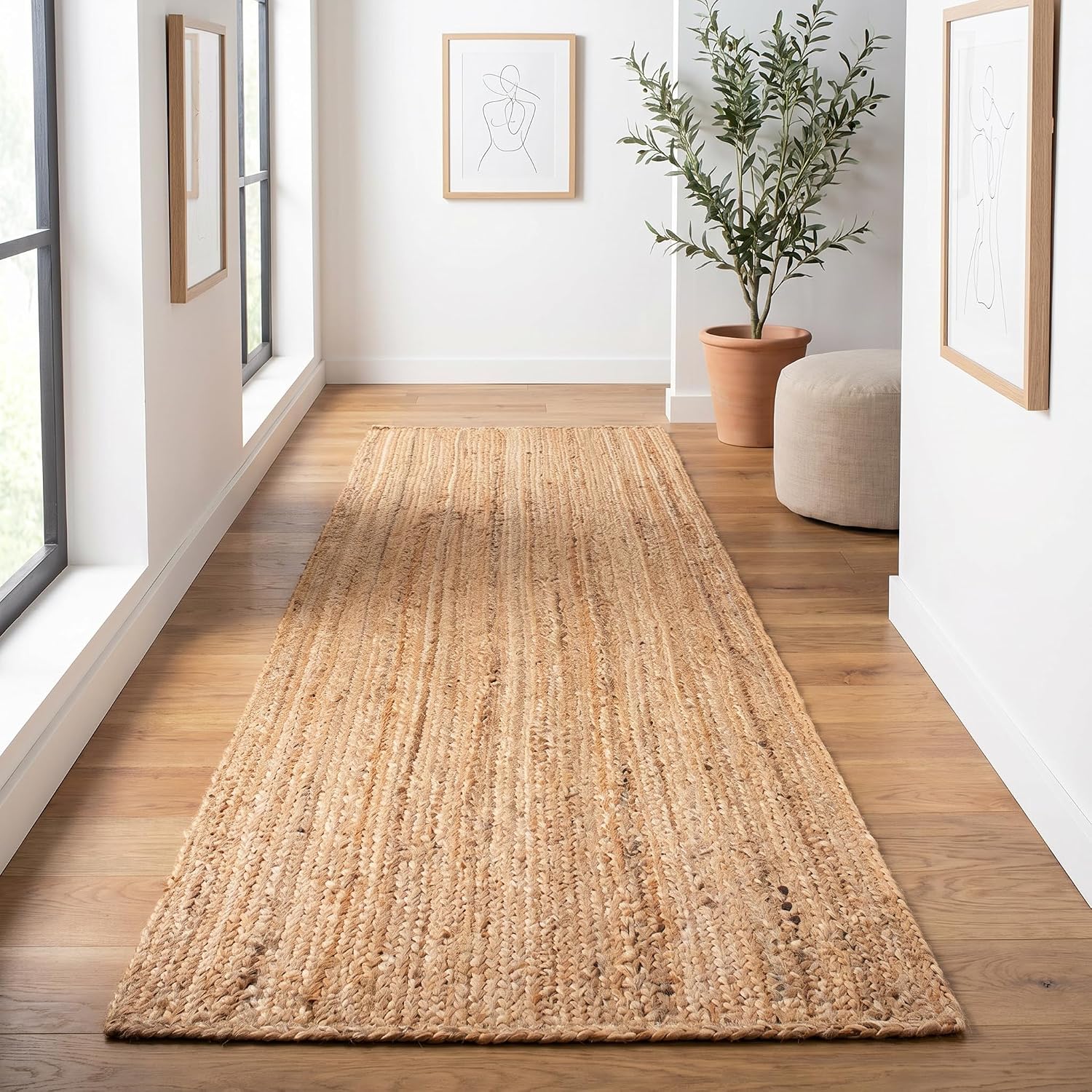 Braided Jute Runner Rug, 2x6