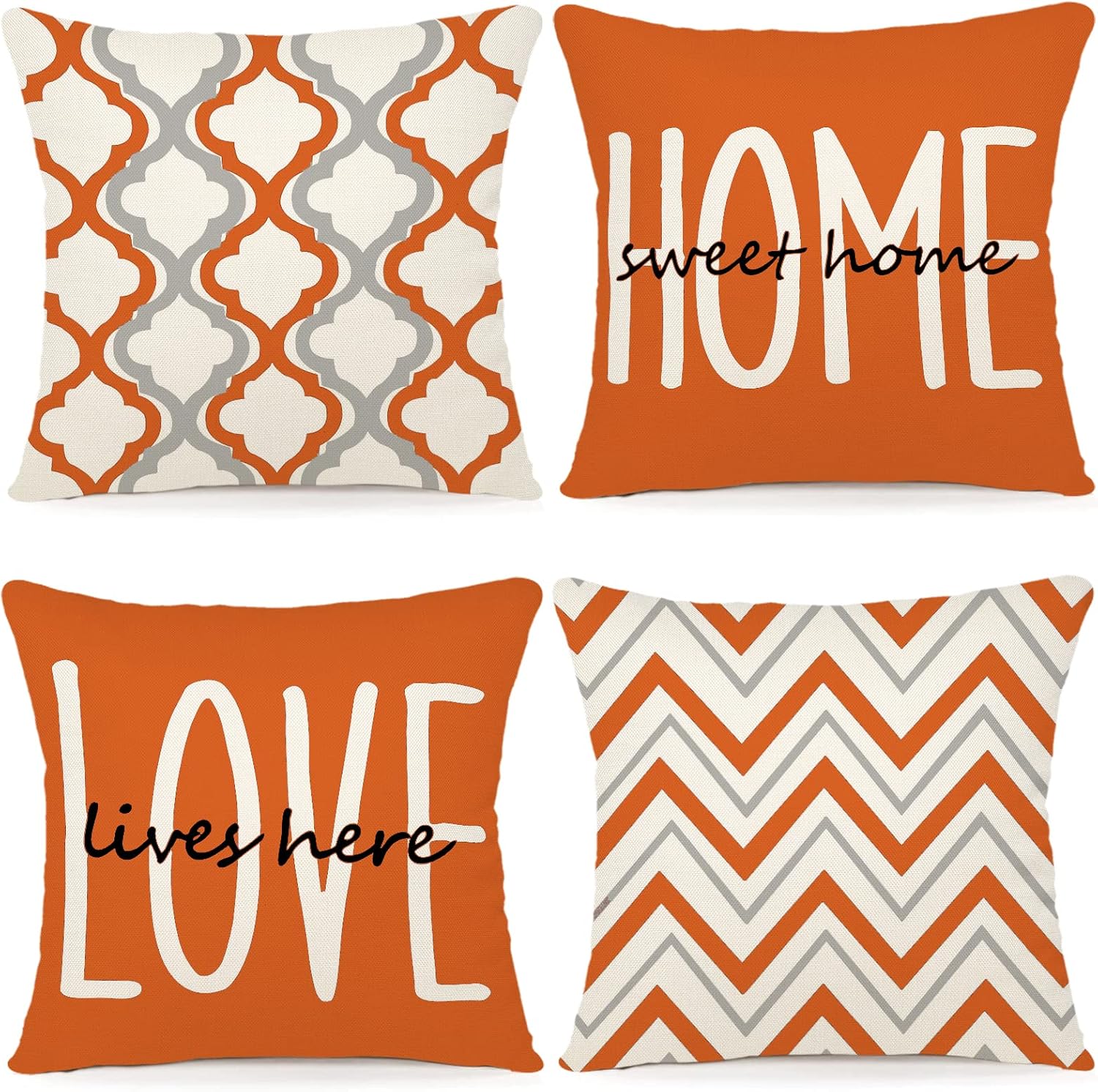 Farmhouse Linen Pillow Covers, 4-Pack