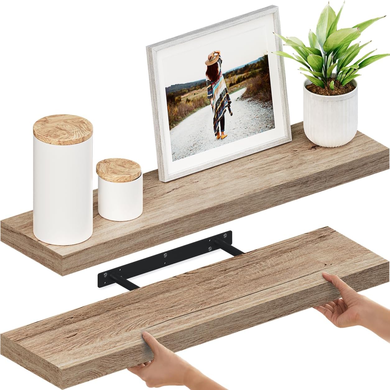 36-Inch Oak Floating Shelves, Set of 2