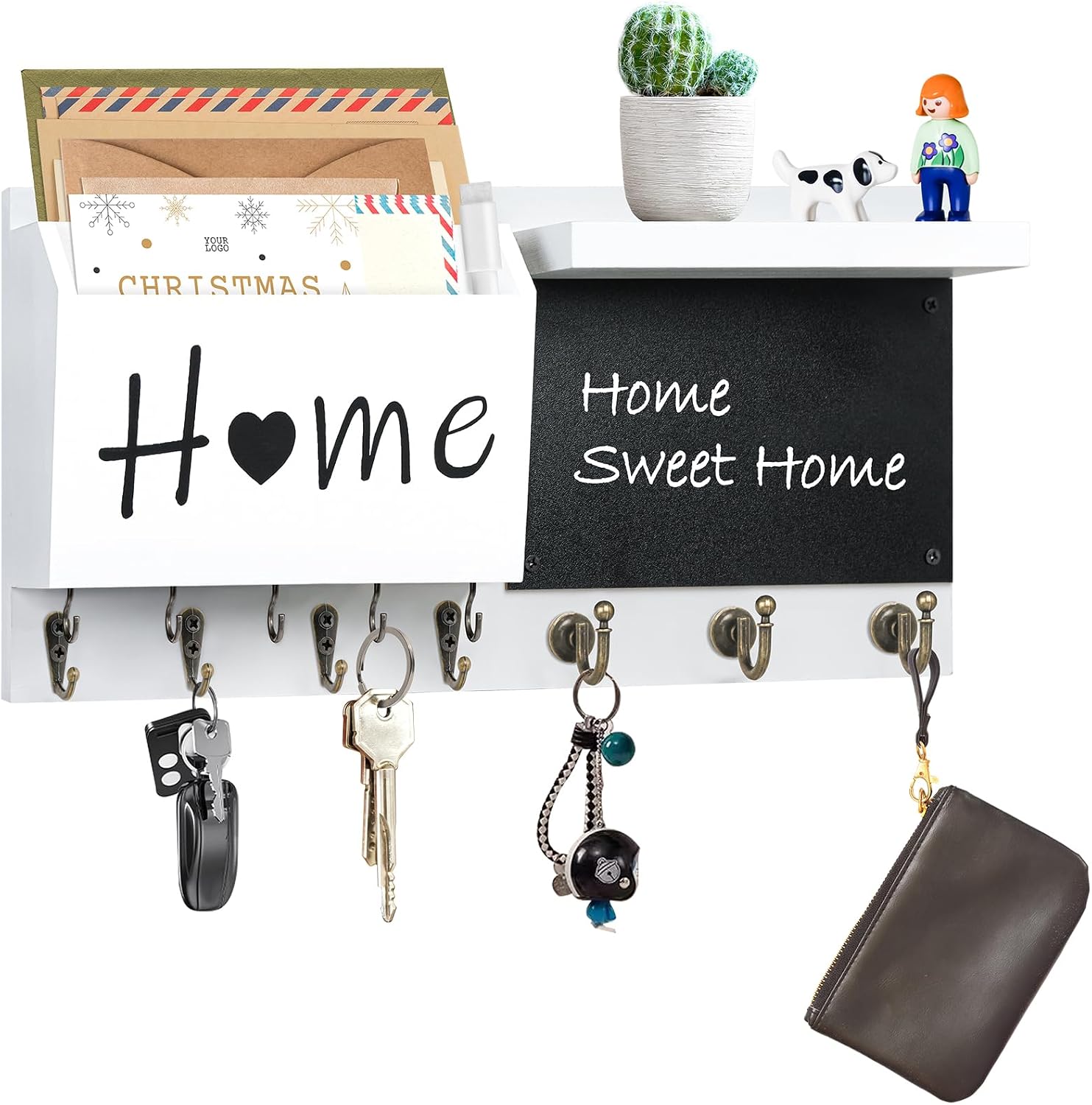 Wall Key and Mail Organizer with Chalkboard