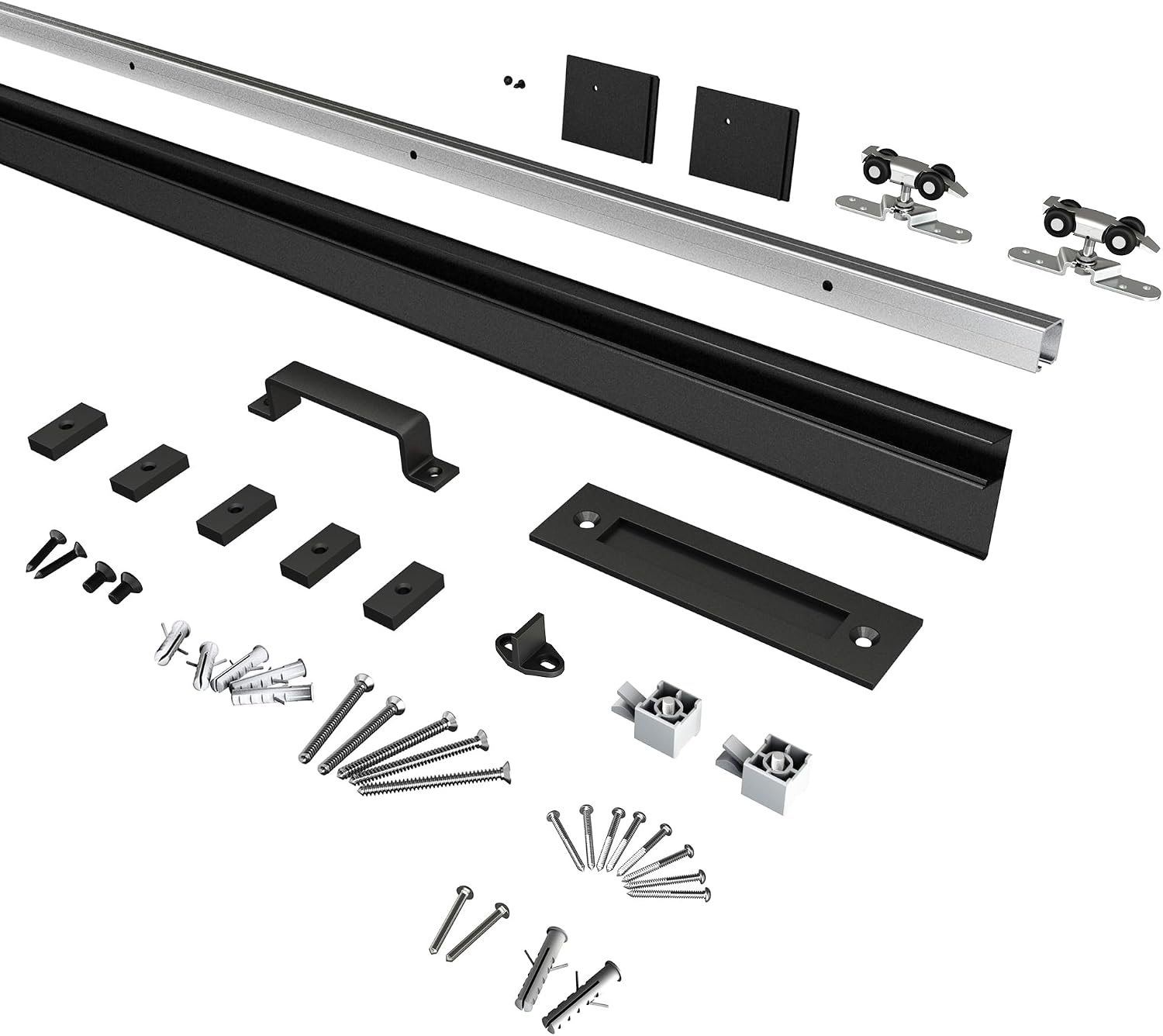 Low-Clearance Barn Door Track Kit with Handles
