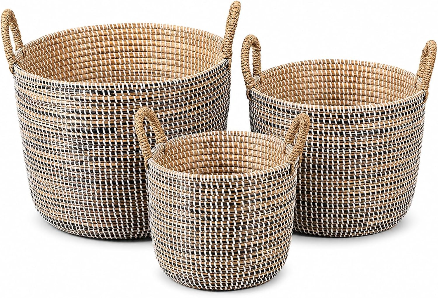 Seagrass Storage Baskets with Handles, Set of 3