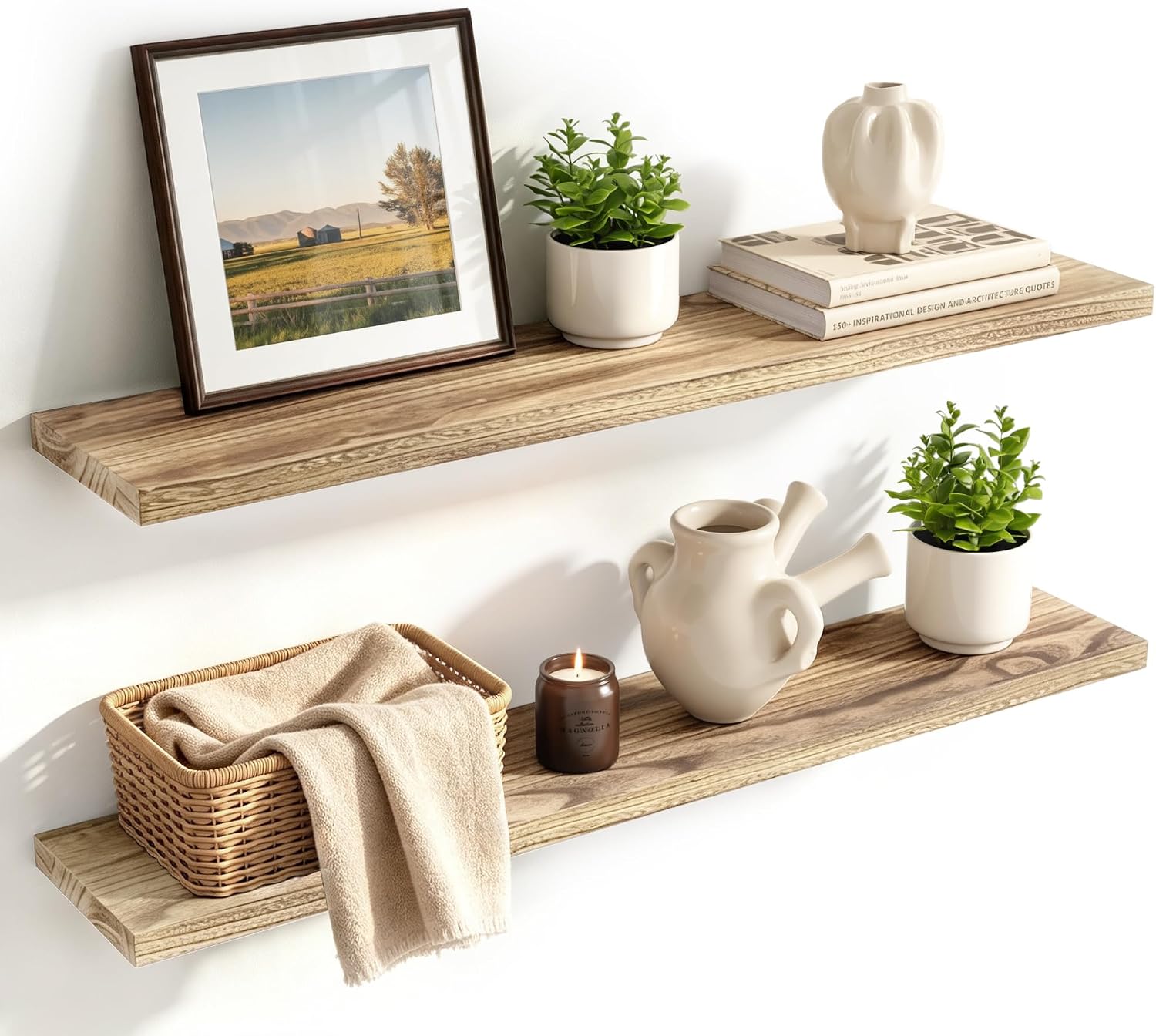 Solid Wood Floating Shelves, 36 Inch