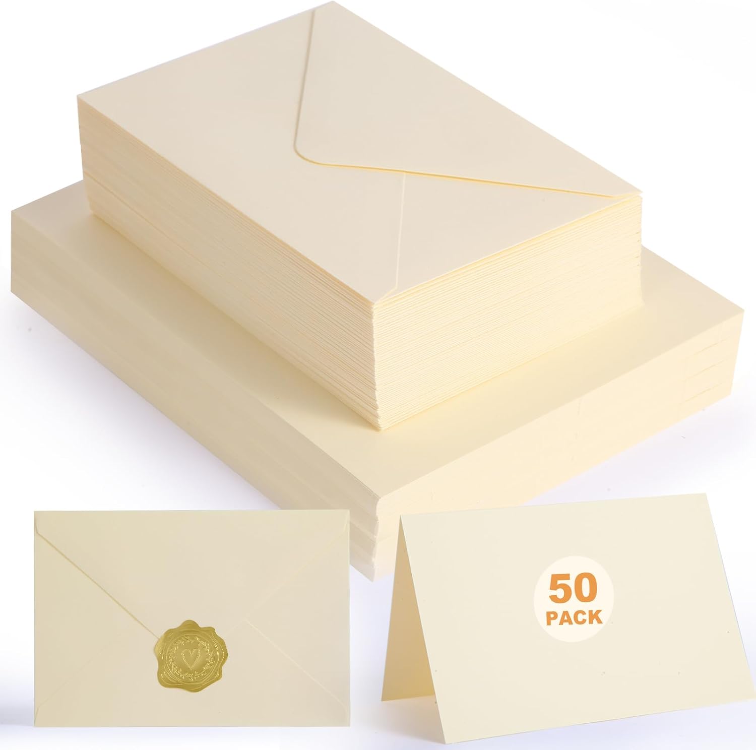 Cream Blank Cards and Envelopes, 4 x 6 Inch, 50 Pack