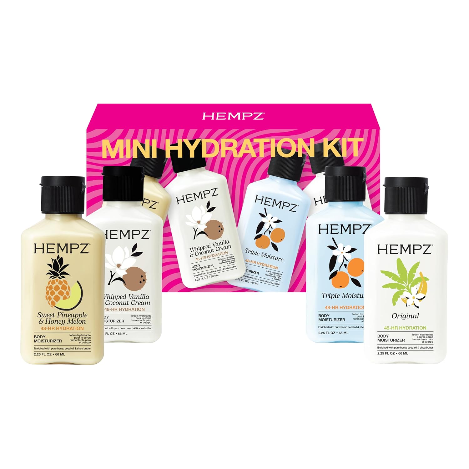 Hempz Mini Hydration Travel Set, 4 Pack, 2.25 fl oz Body Lotions