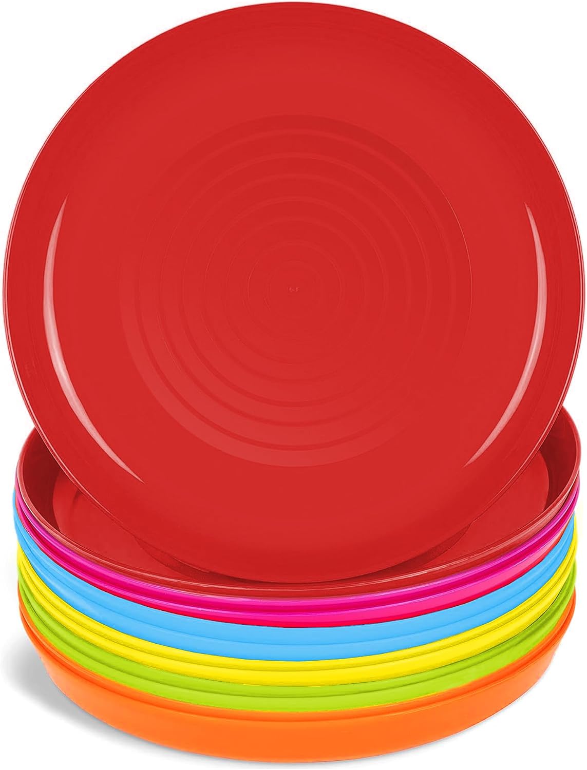 PLASKIDY Kids Plastic Dinner Plates, Set of 12, BPA Free