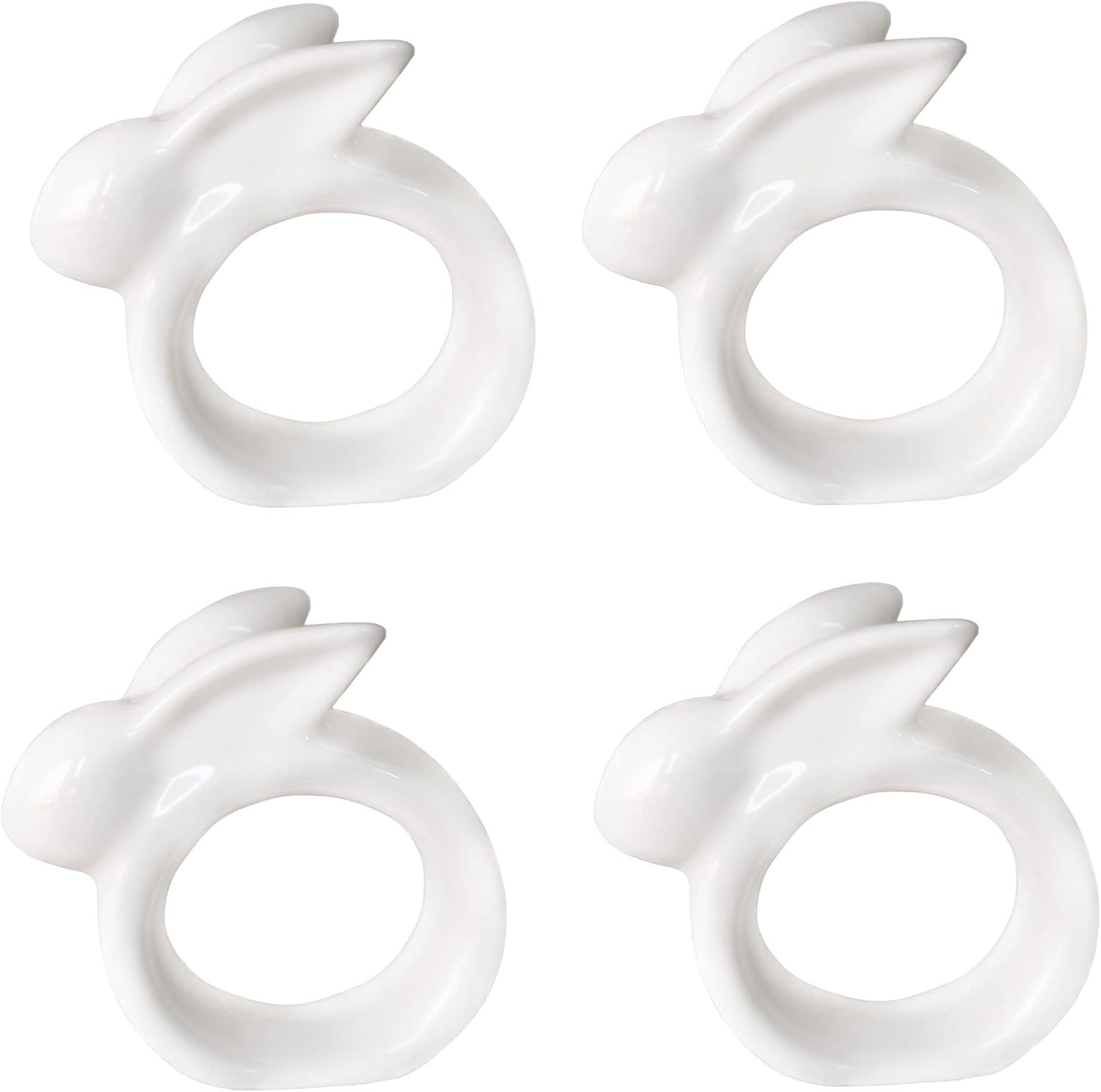 Porcelain Rabbit Napkin Rings, Easter Bunny Napkin Ring Holders, Set of 4