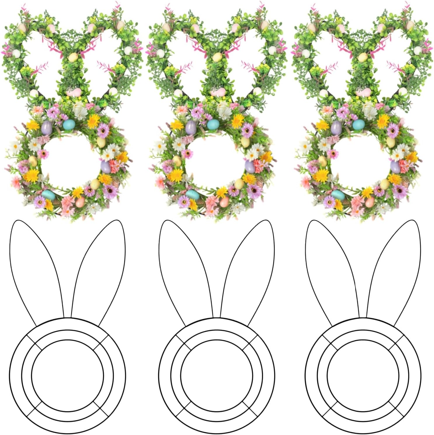 Easter Bunny Wire Wreath Forms, 16 Inch, 6 Pcs, for DIY Crafts