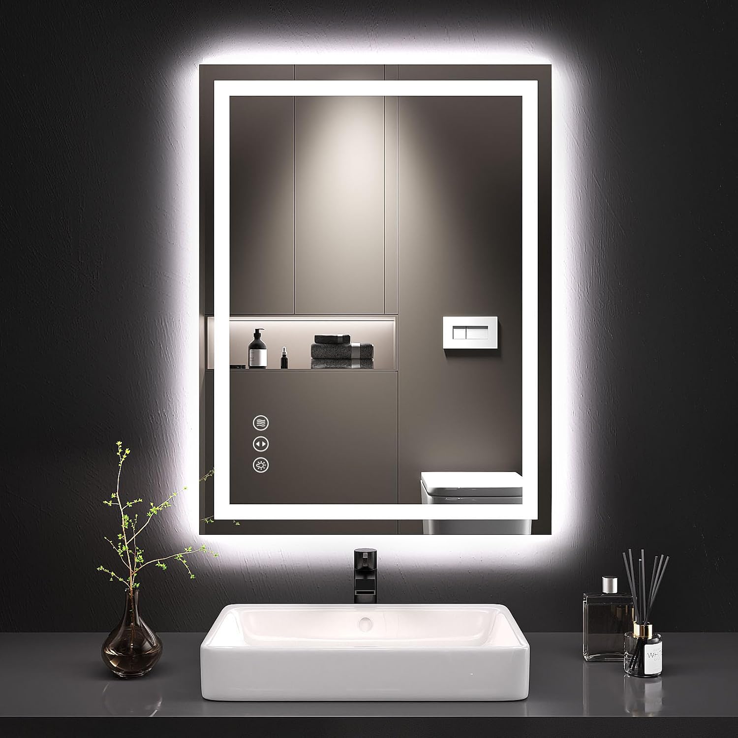 LOAAO 24 x 32 Inch LED Bathroom Mirror with Lights, UL Listed