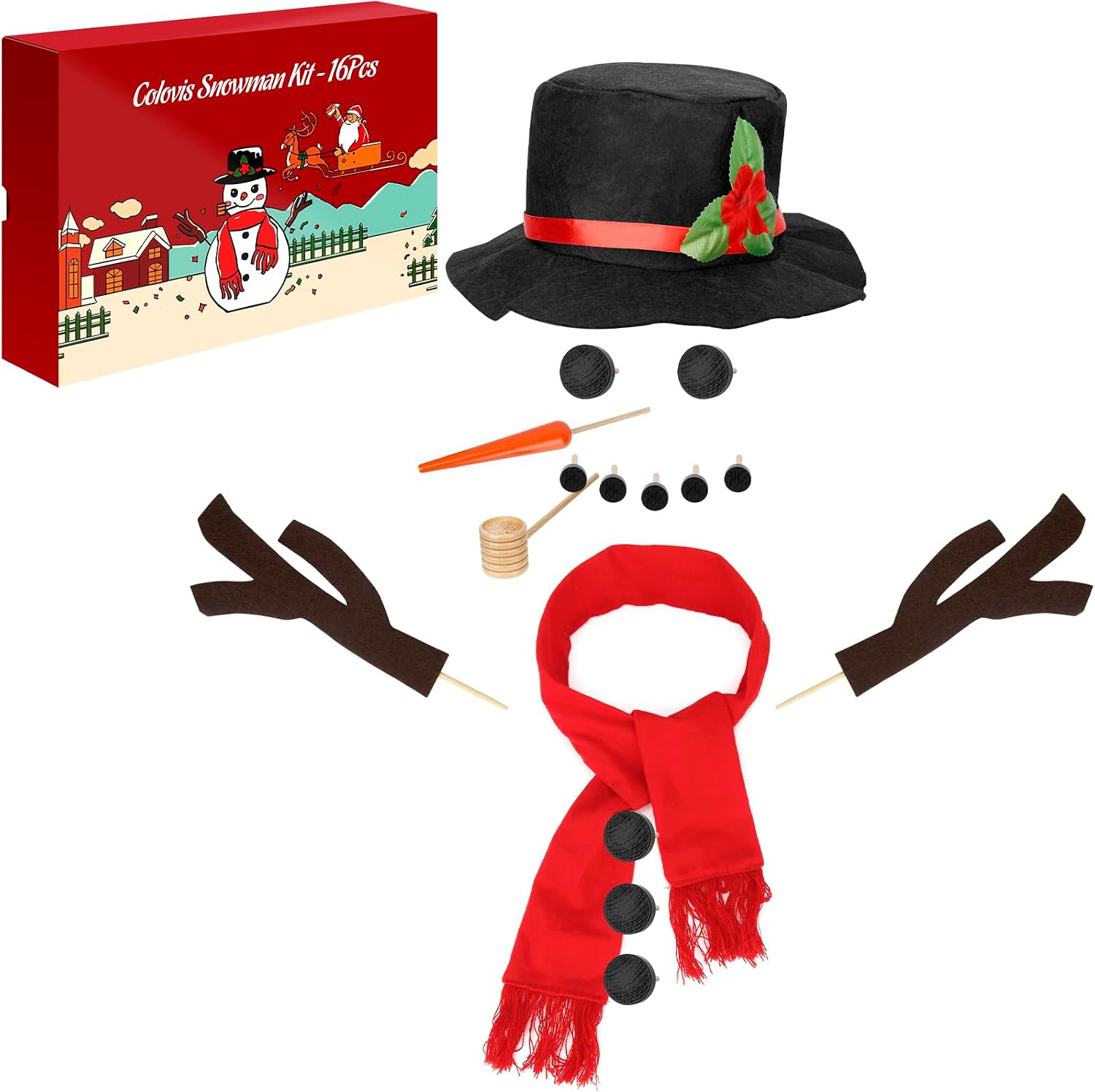 Colovis 16 Pcs Snowman Decorating Kit, Snowman Making Kit