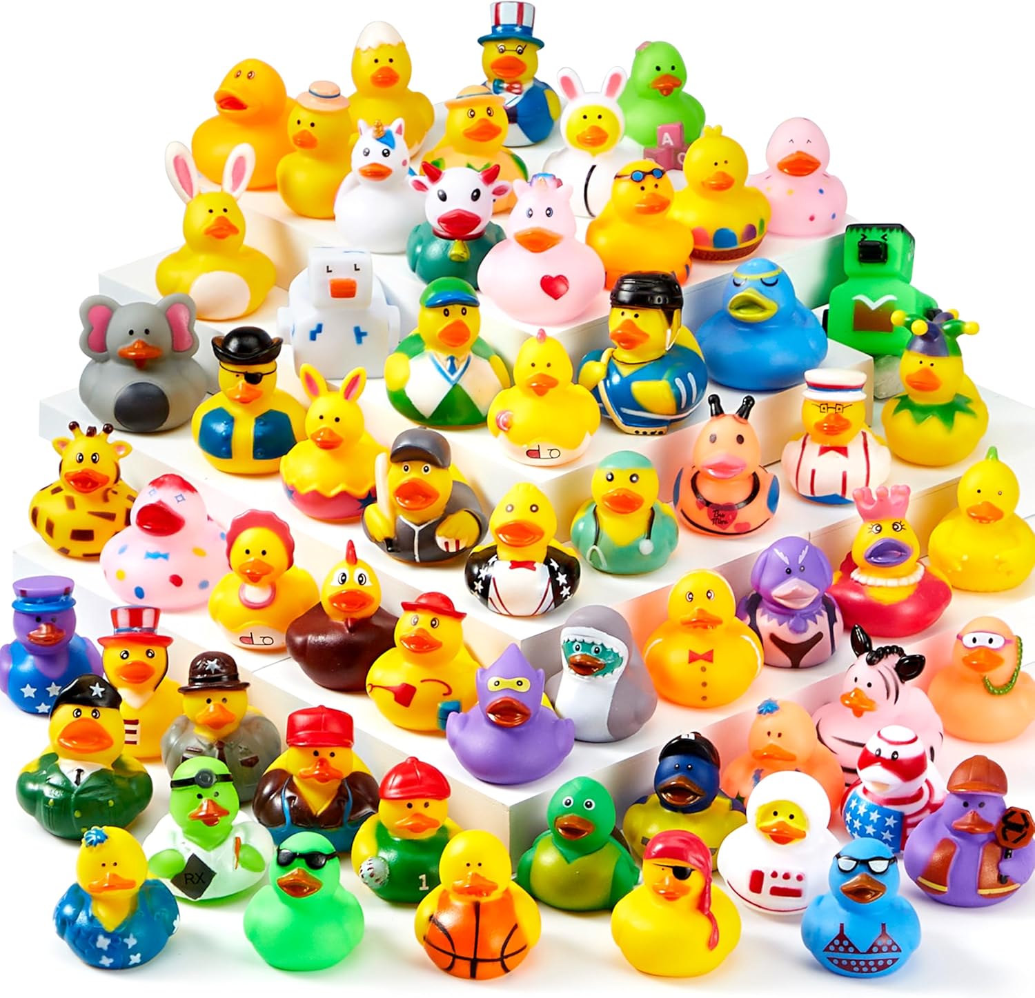 JOYIN 30 Pcs Mini Rubber Ducks with Mesh Carry Bag