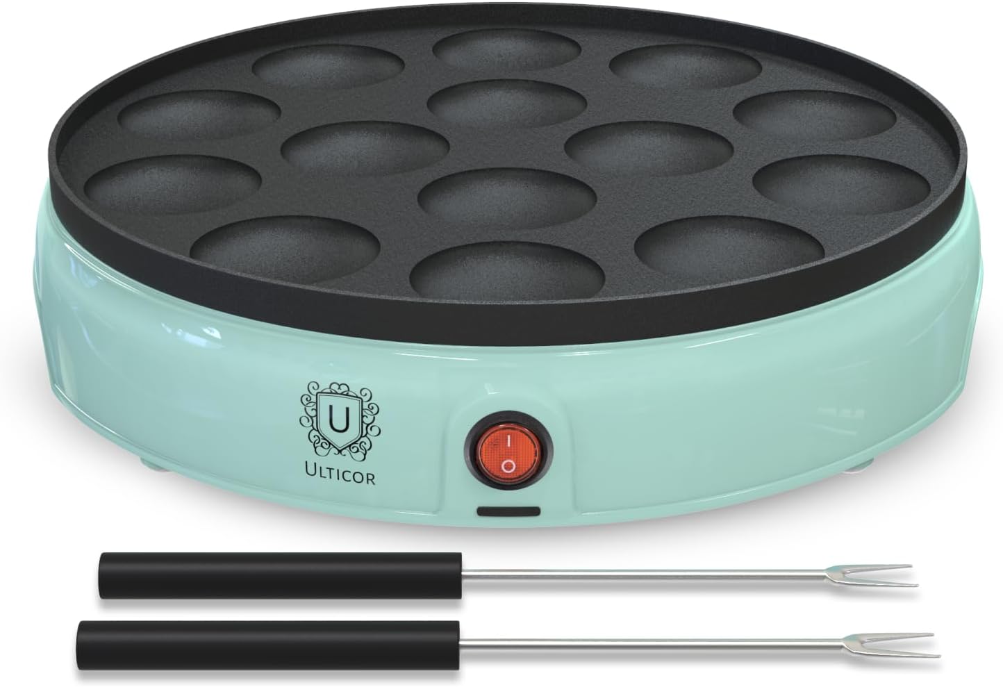 ULTICOR Mini Pancake Maker, 14-Hole Electric Poffertjes Pan