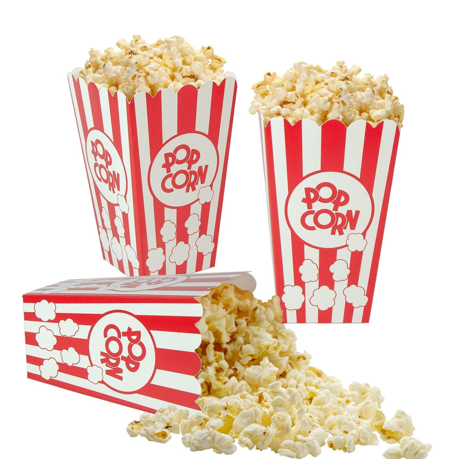 XIEHE Striped Popcorn Boxes, 24 Pack, Mini Paper Candy Containers