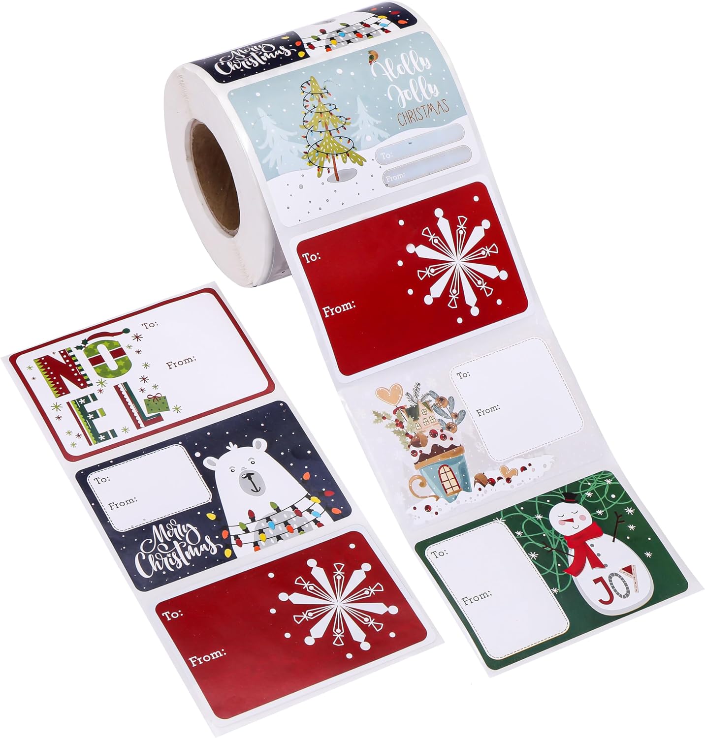 SUNCOLOR Christmas Gift Tags, Self-Adhesive Labels, 3 x 2 Inch, 500 Pack
