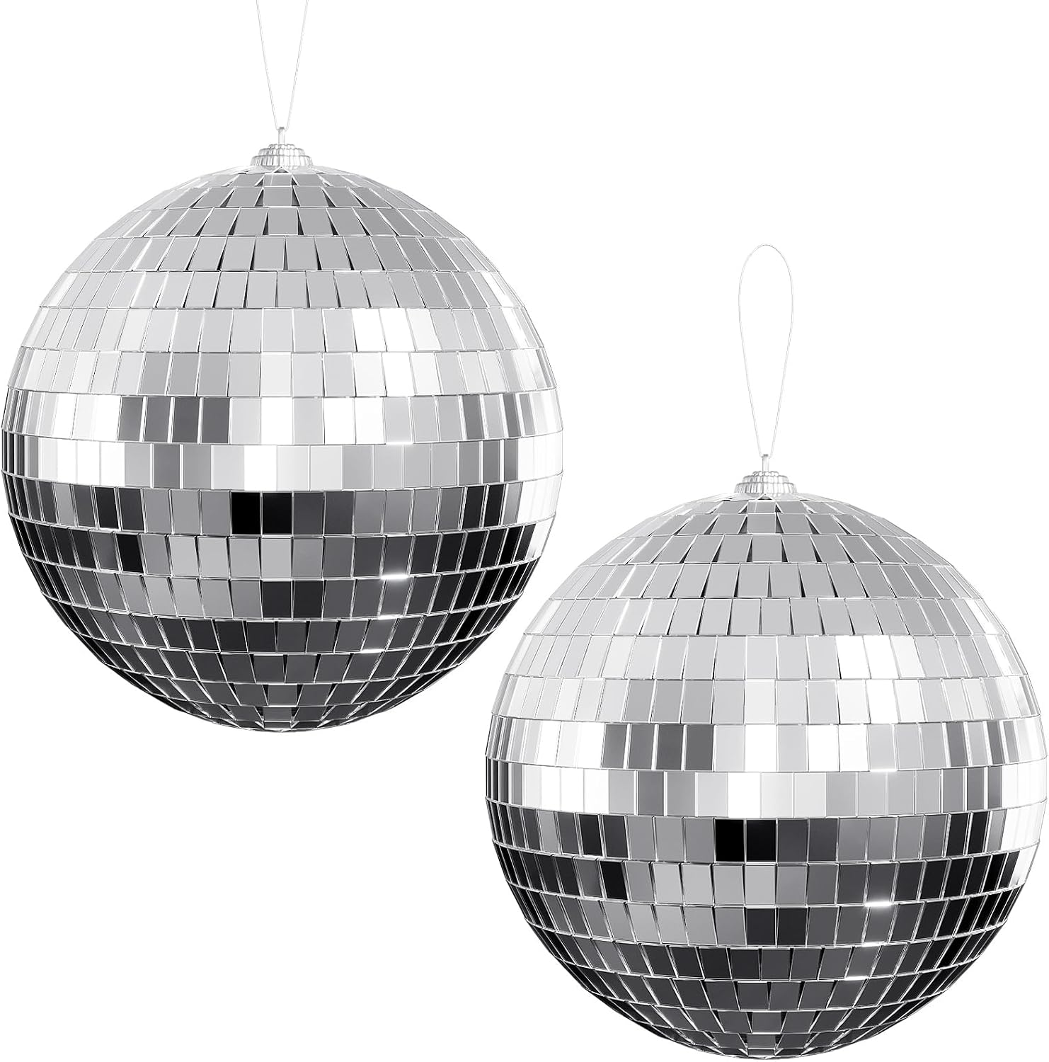 Youdepot Silver Mirror Disco Balls, 4 Inch, 2 Pack, with Hanging Strings