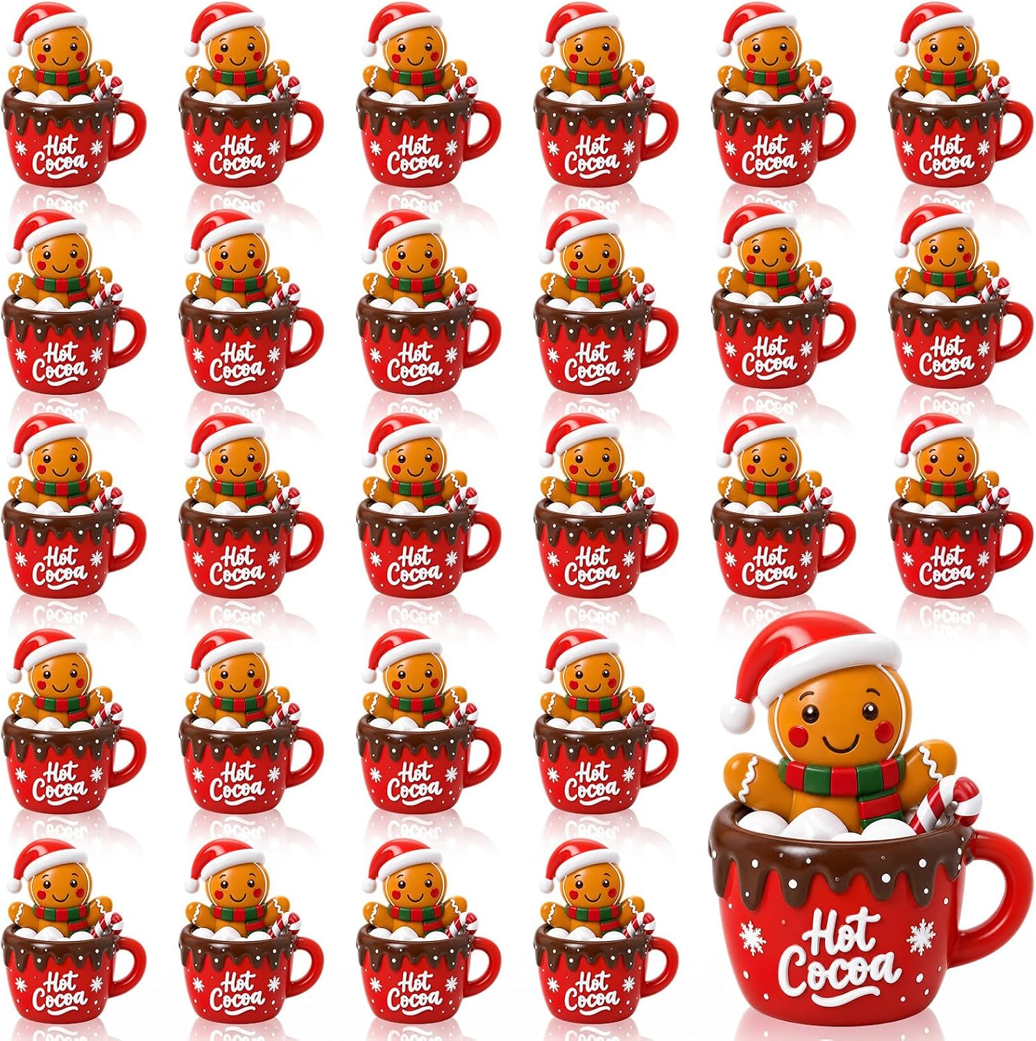 Silipull 50 Pcs Mini Christmas Gingerbread Figurines, Miniature Decor