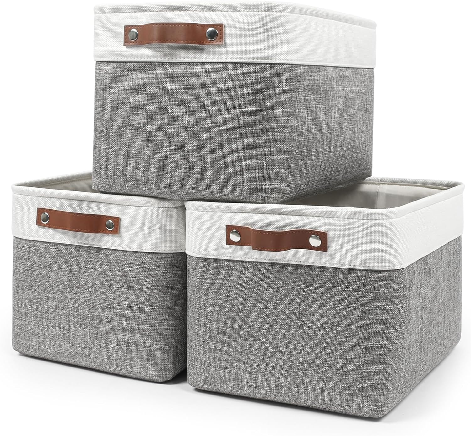 Bagnizer Large Fabric Storage Baskets for Shelves, 3 Pack