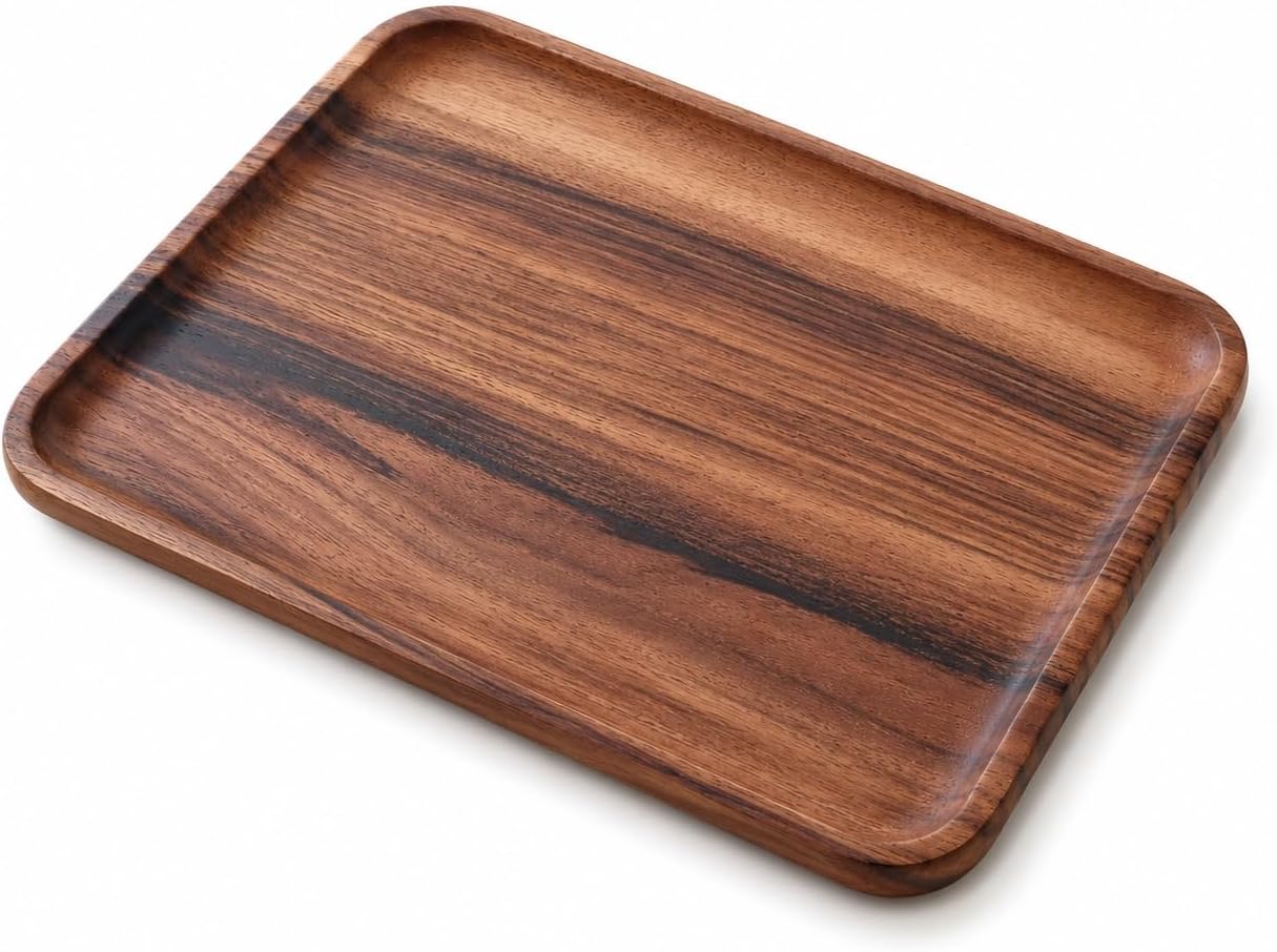 Walnut Valet Tray, Wooden Catchall Tray for Keys