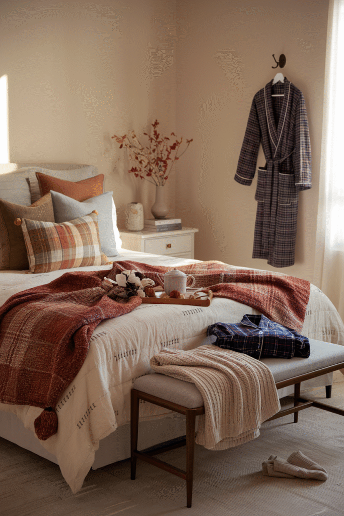 Cozy flannel sleepwear suited for fall bedroom comfort