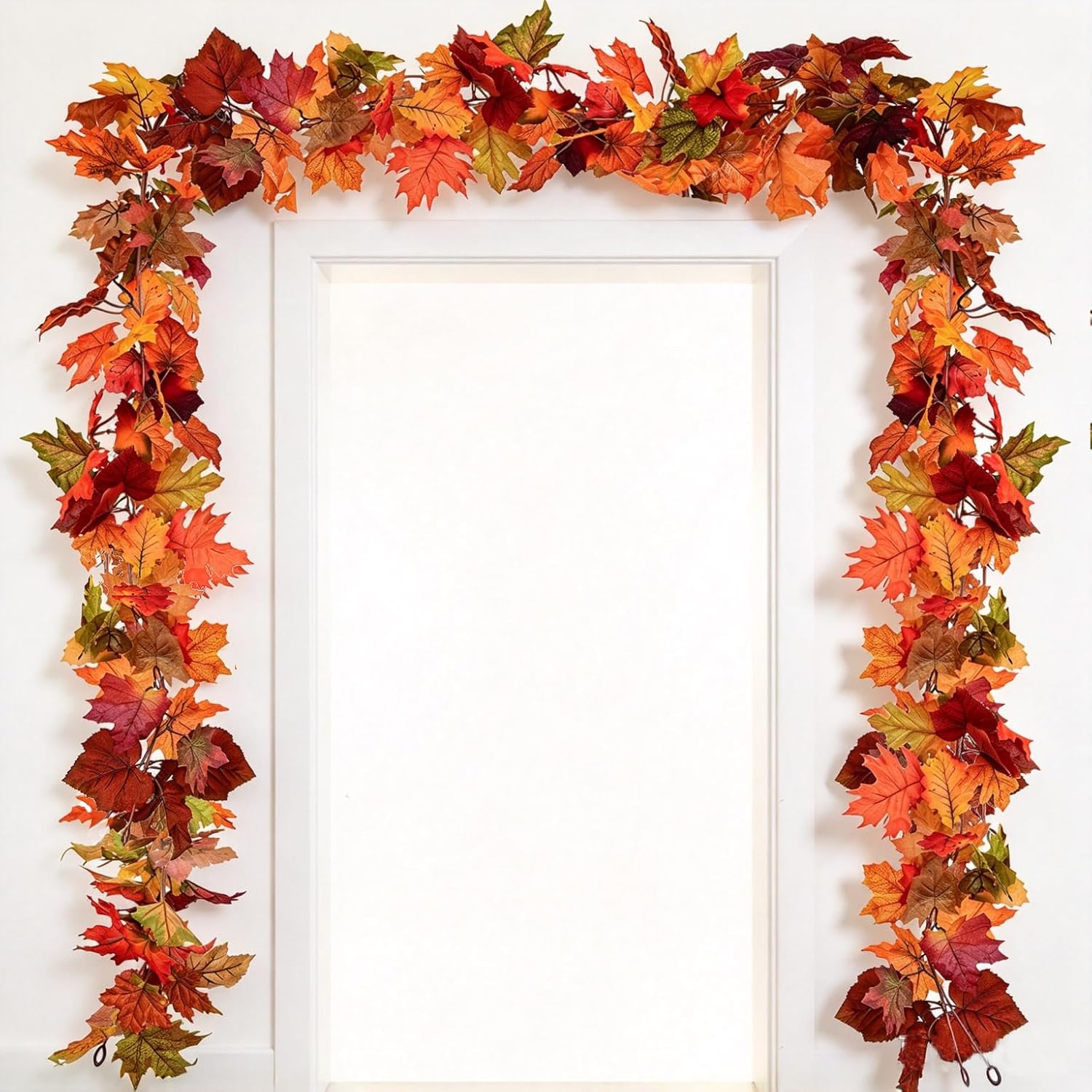 DearHouse Fall Maple Leaf Garland, 5.9 ft, 2 Pack, Artificial Hanging Vine