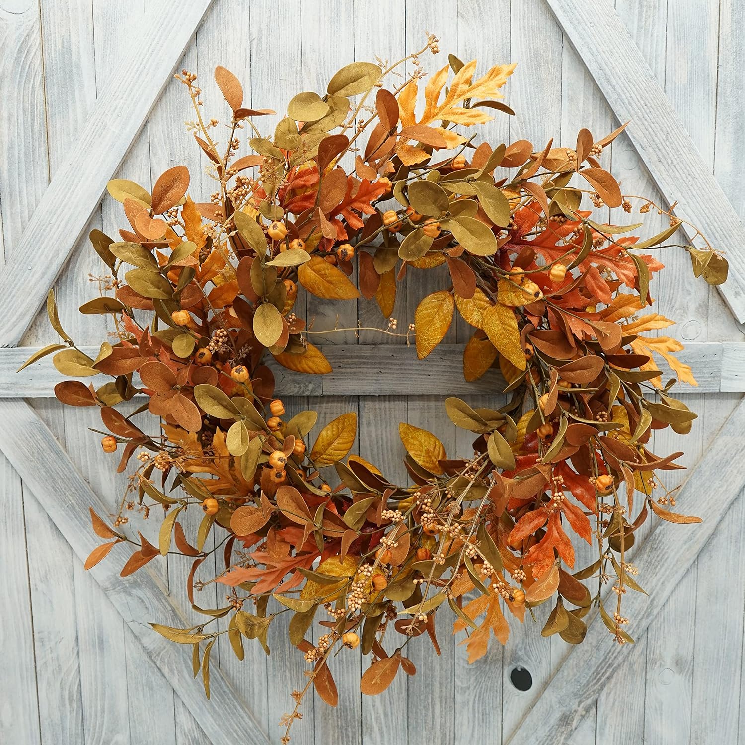 AMF0RESJ Artificial Fall Wreath for Front Door, Autumn Home Decor