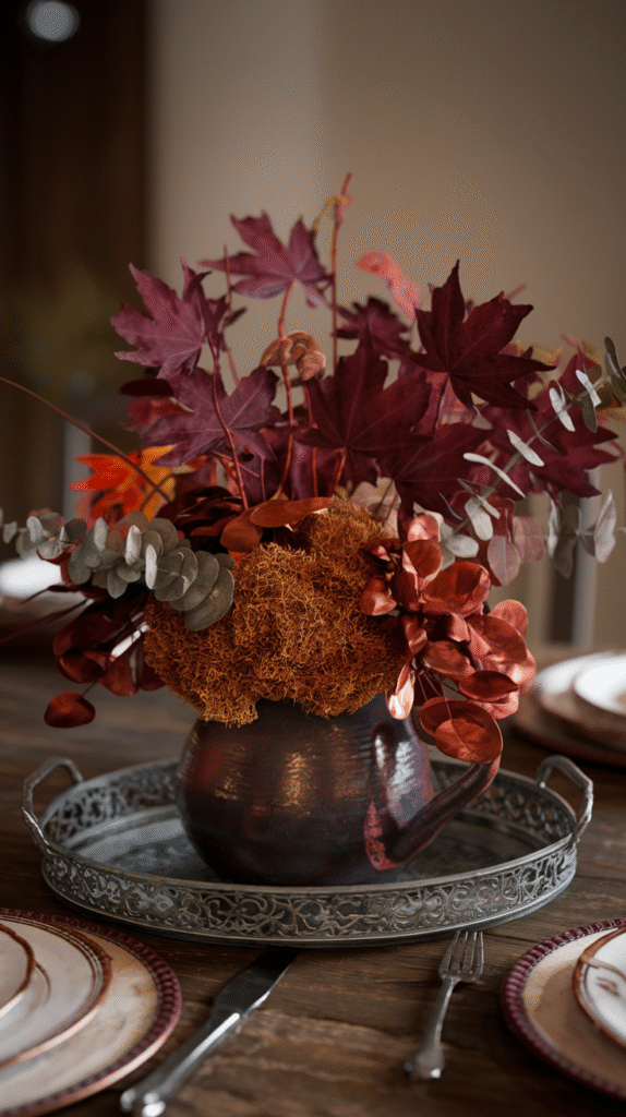 High-quality faux foliage bringing realistic fall greenery indoors