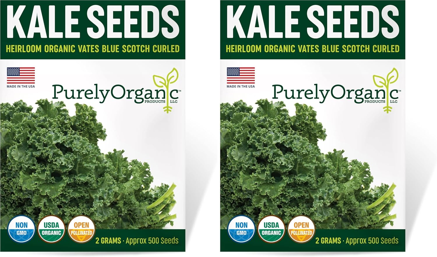 Organic Kale Seeds, Vates Blue Scotch Curled, 500 Seeds, Non-GMO